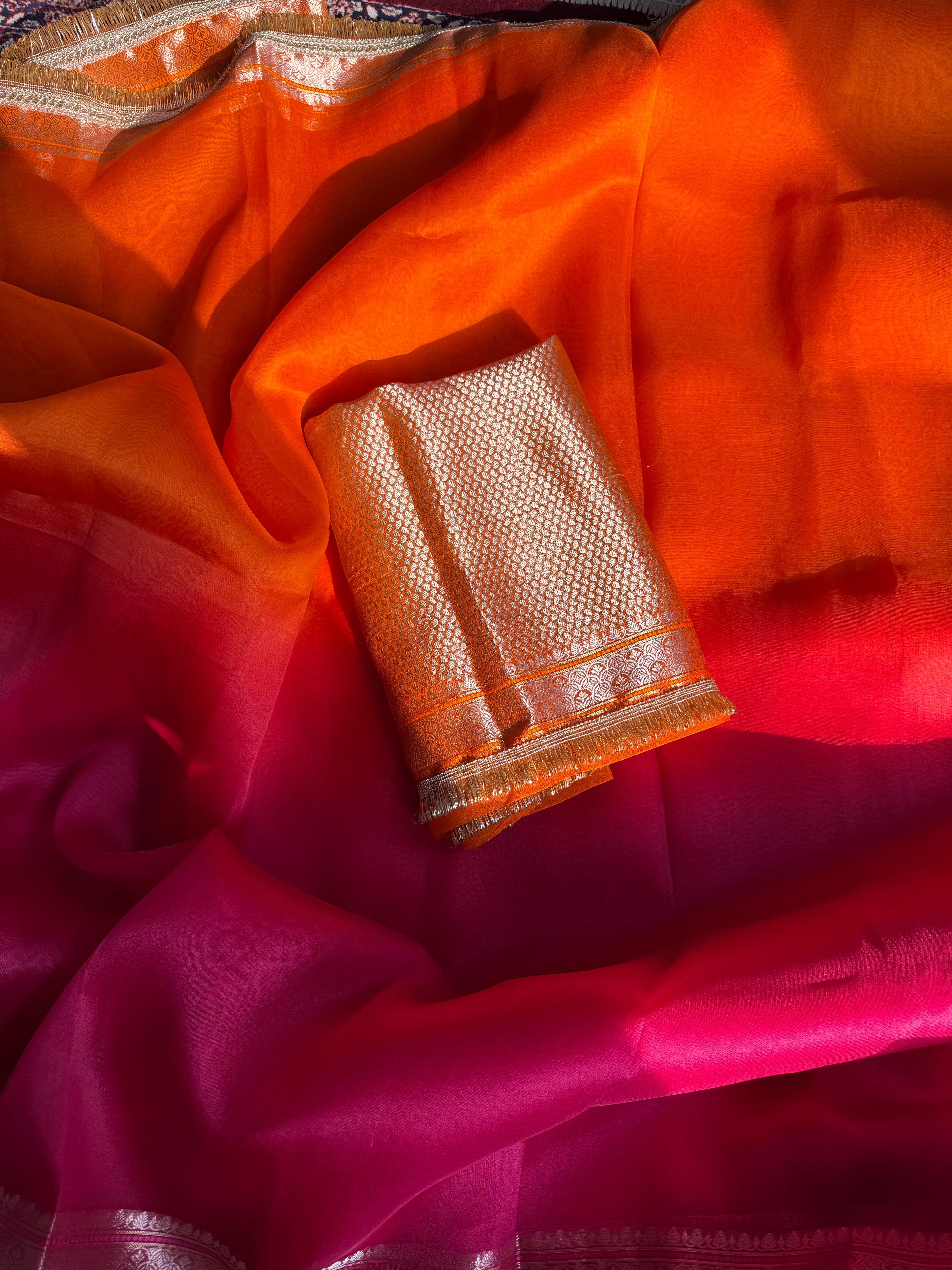 Chaandni — Pure Banarasi Organza Silk Saree in Ombré Shade