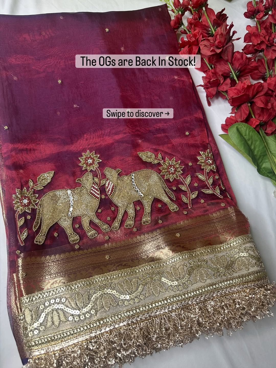 Pure Tissue Silk Saree With Hand Embroidery