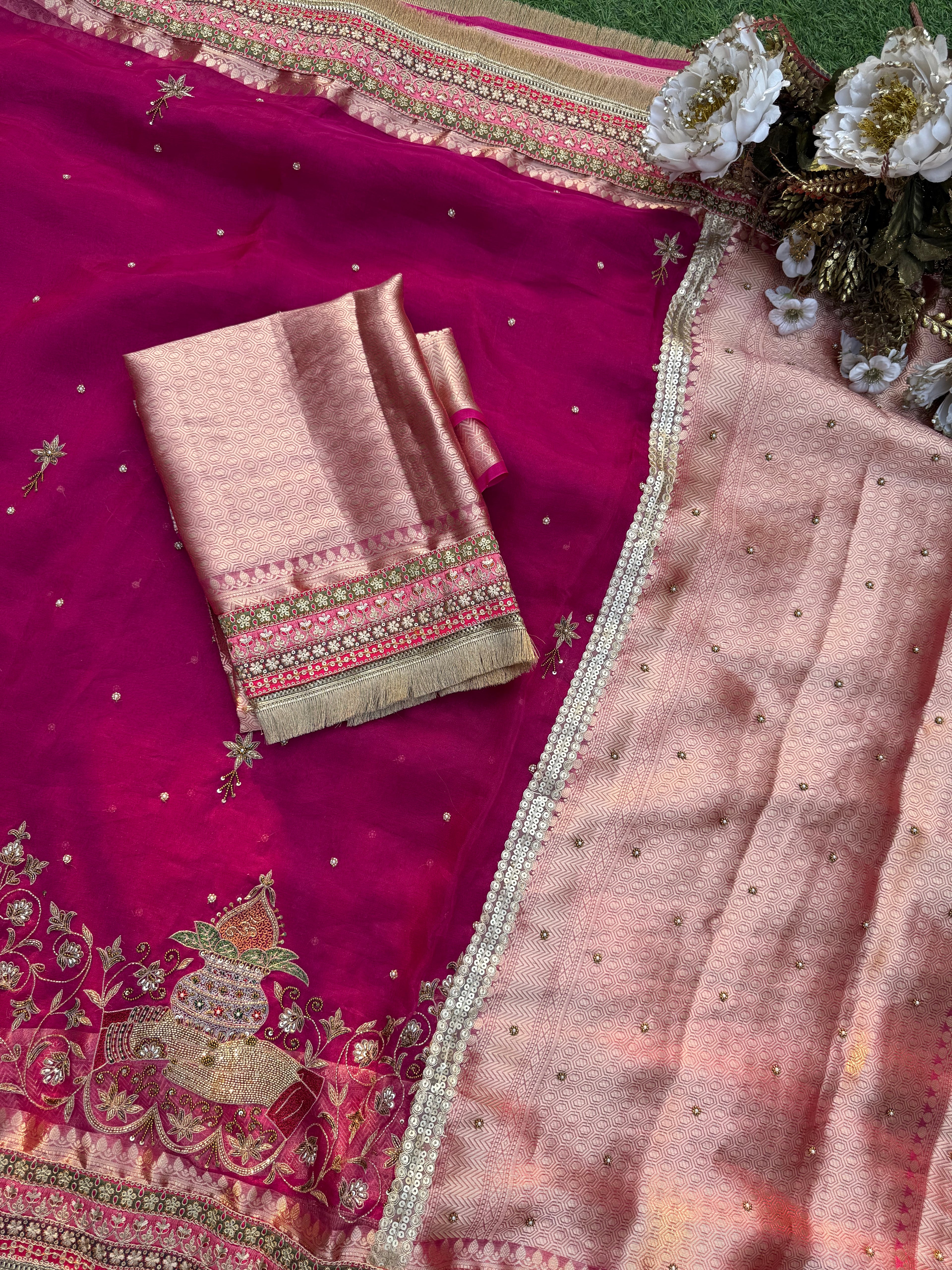 Kalash - Pure Tissue Silk Saree With Hand Embroidery