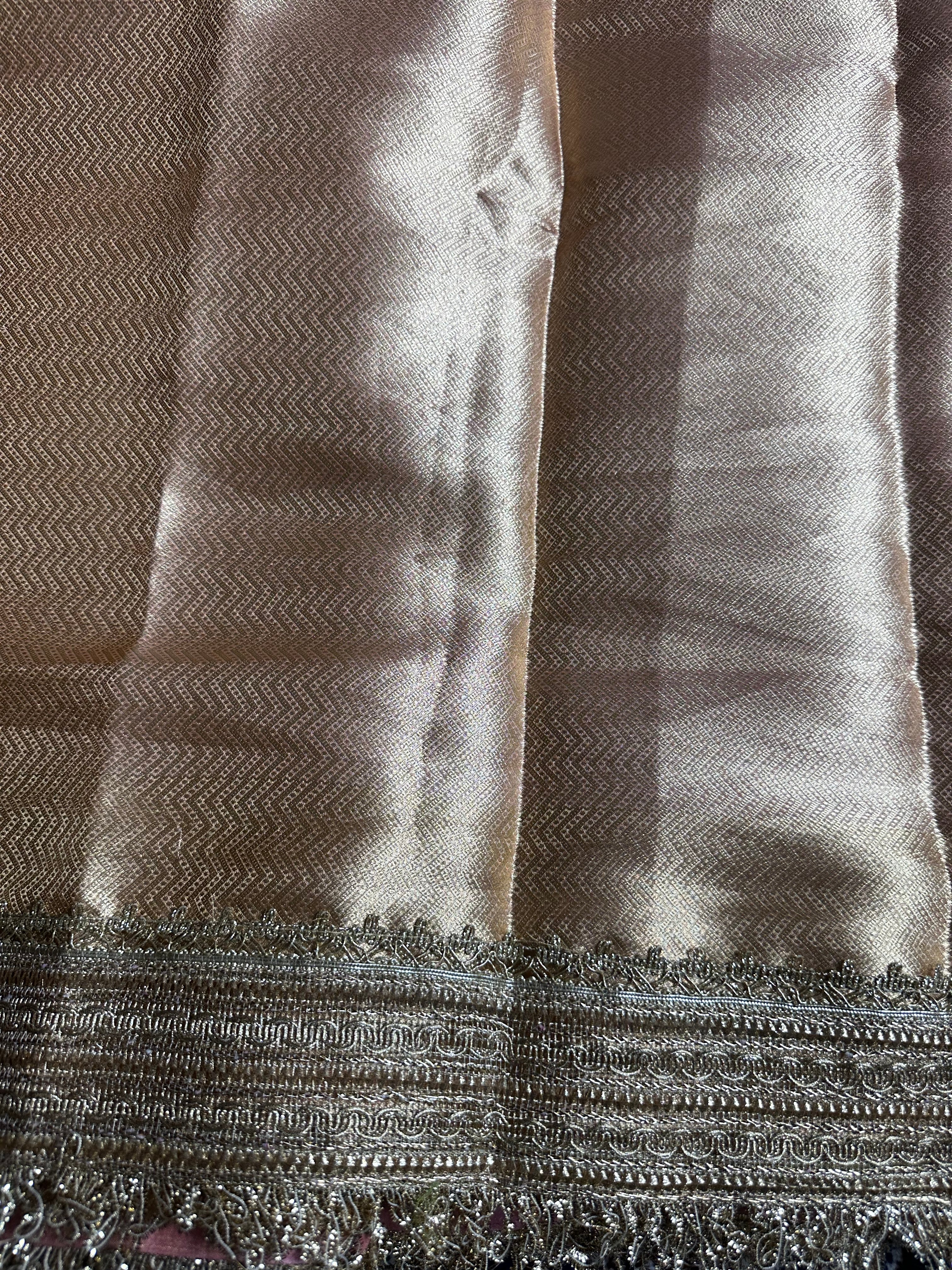 Pink Gulbahaar - Pure Tissue Silk Saree With Hand Embroidery