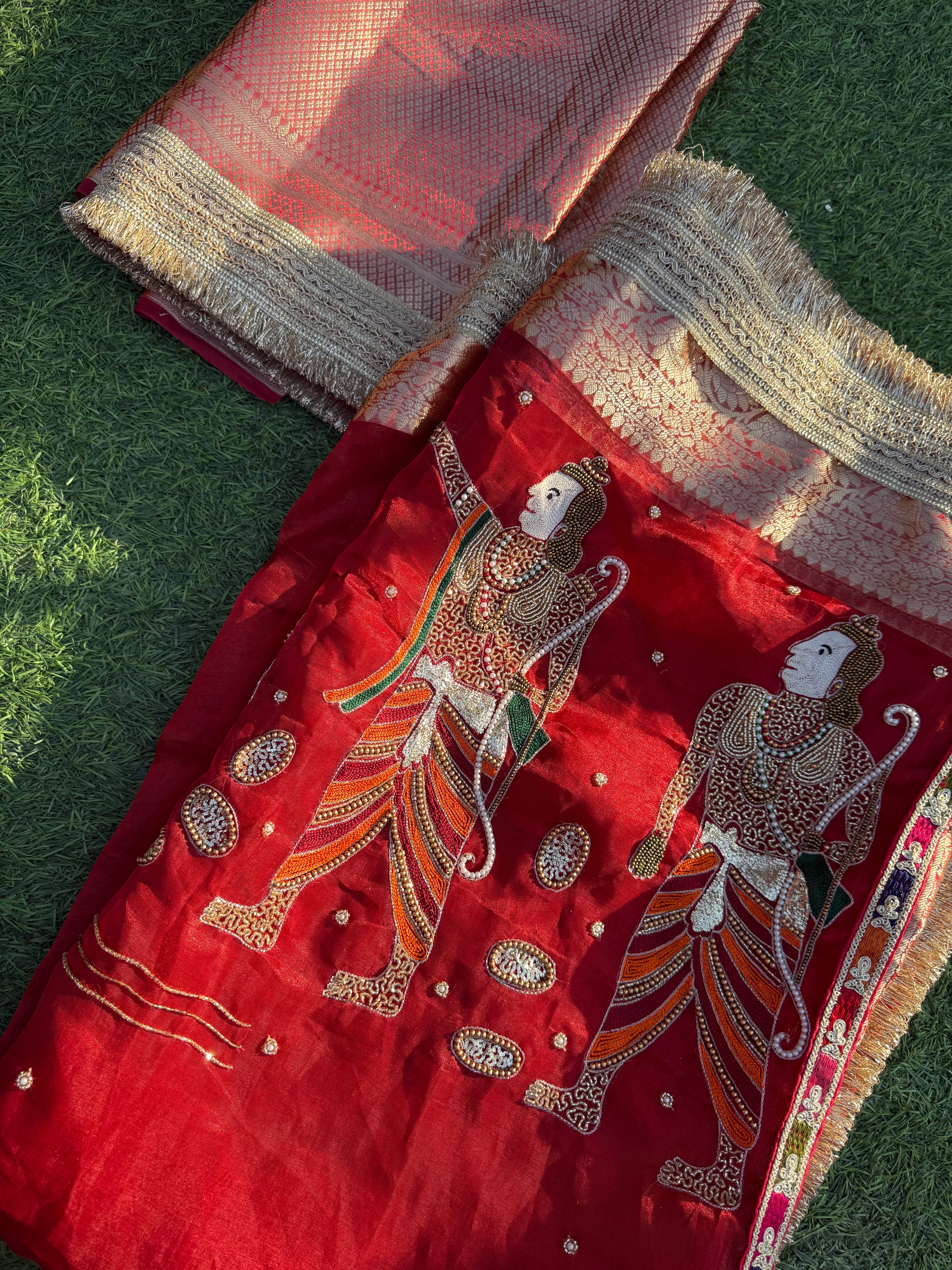 Pooja Waali Saree - Pure Tissue Silk Saree With Hand Embroidery