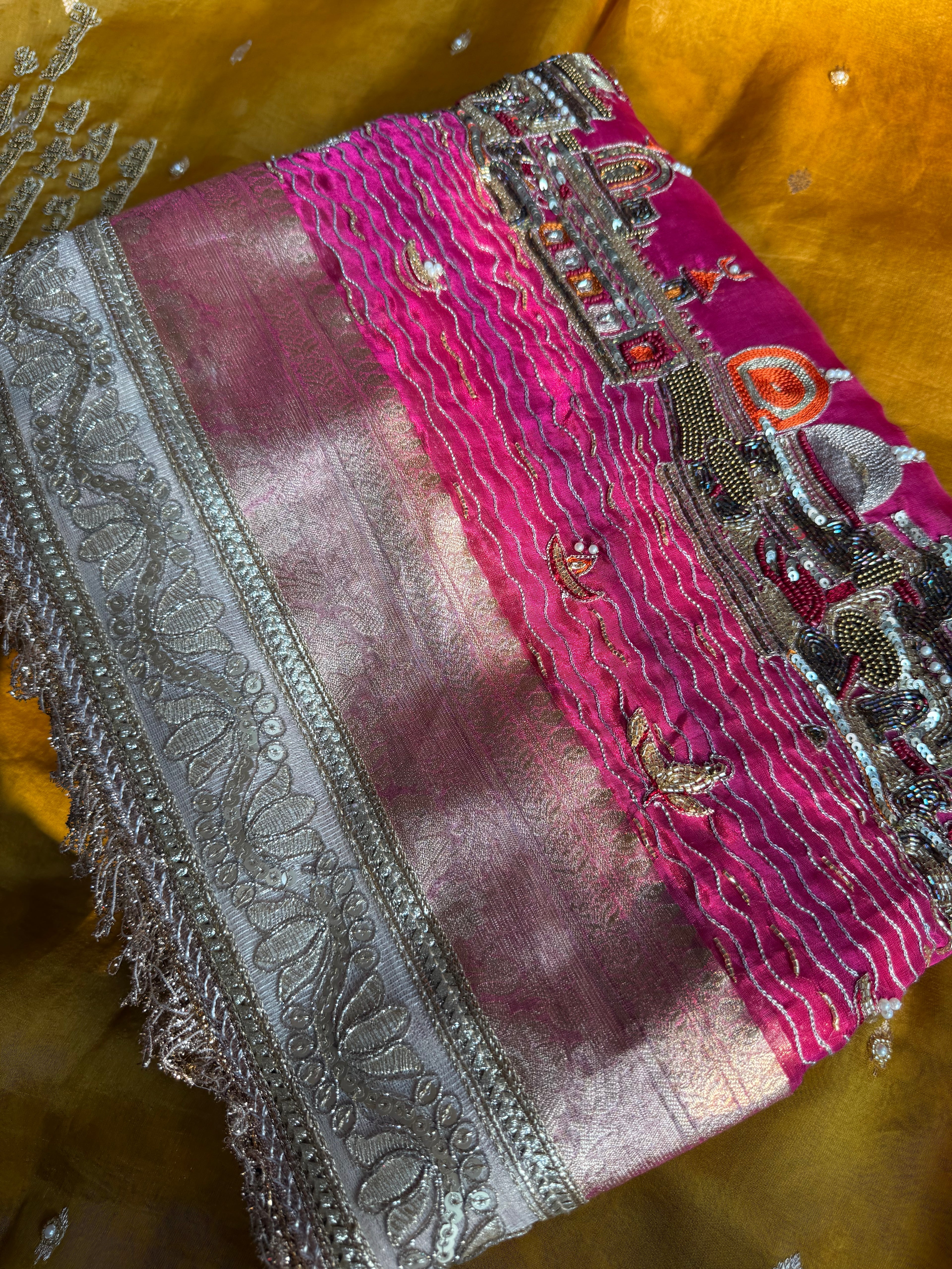 Ghat Banarasiya - Pure Tissue Silk Saree With Hand Embroidery