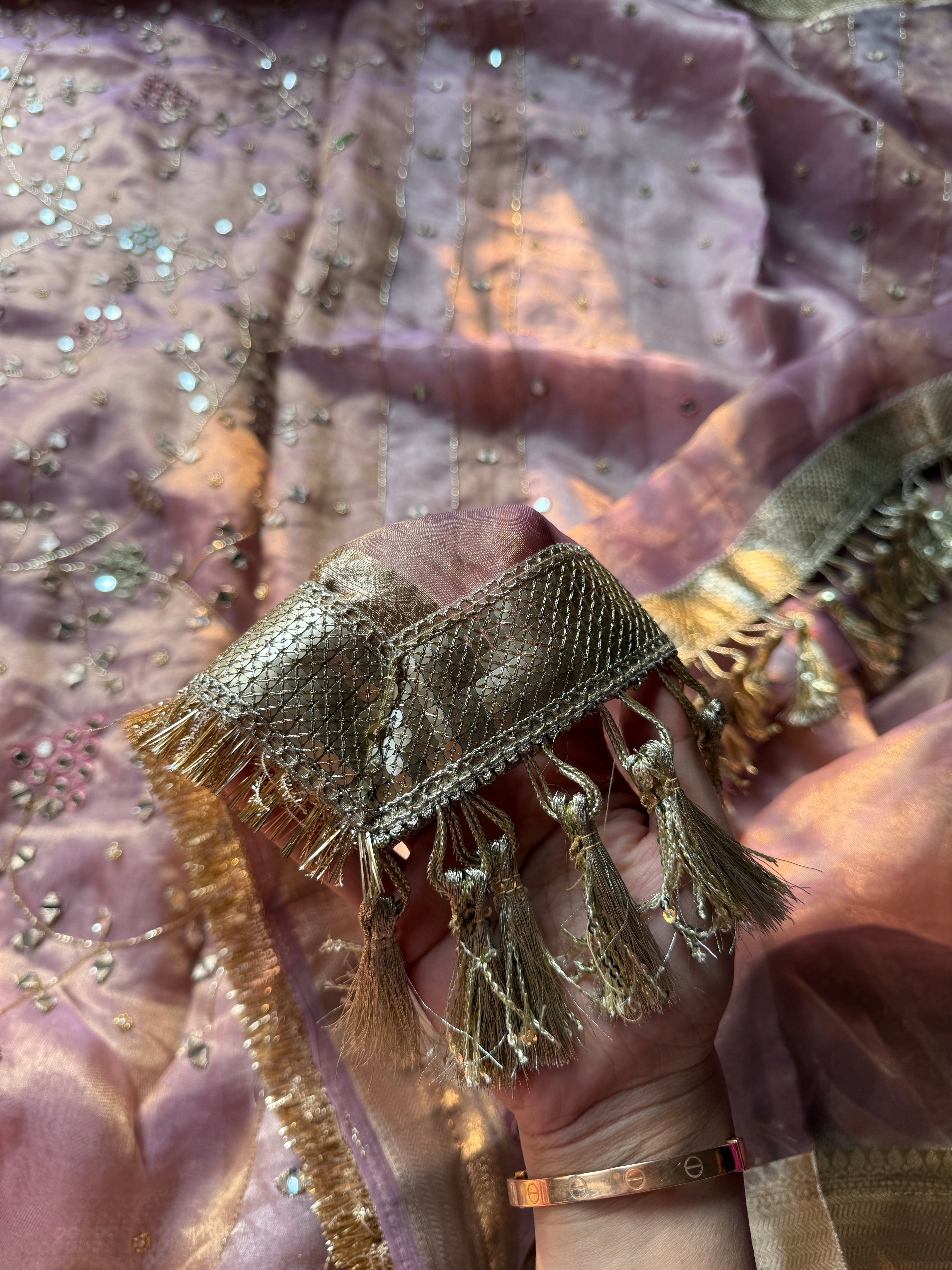 Pure Tissue Silk Saree With Hand Embroidery