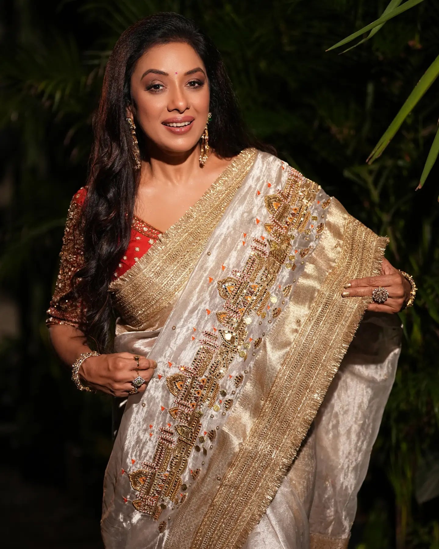 Rupali Ganguly Waali Saree With Unstitched Brocade Blouse