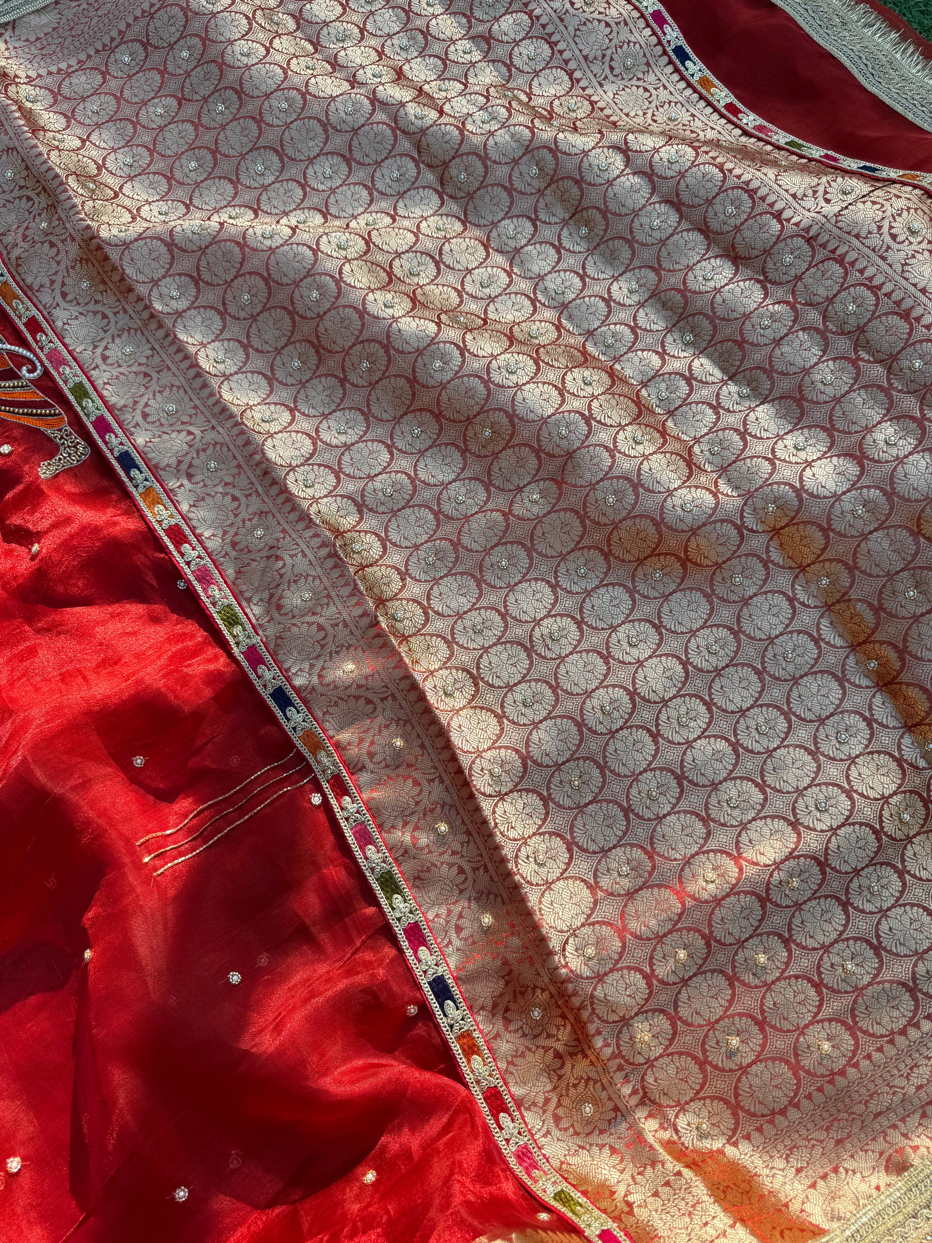 Pooja Waali Saree - Pure Tissue Silk Saree With Hand Embroidery