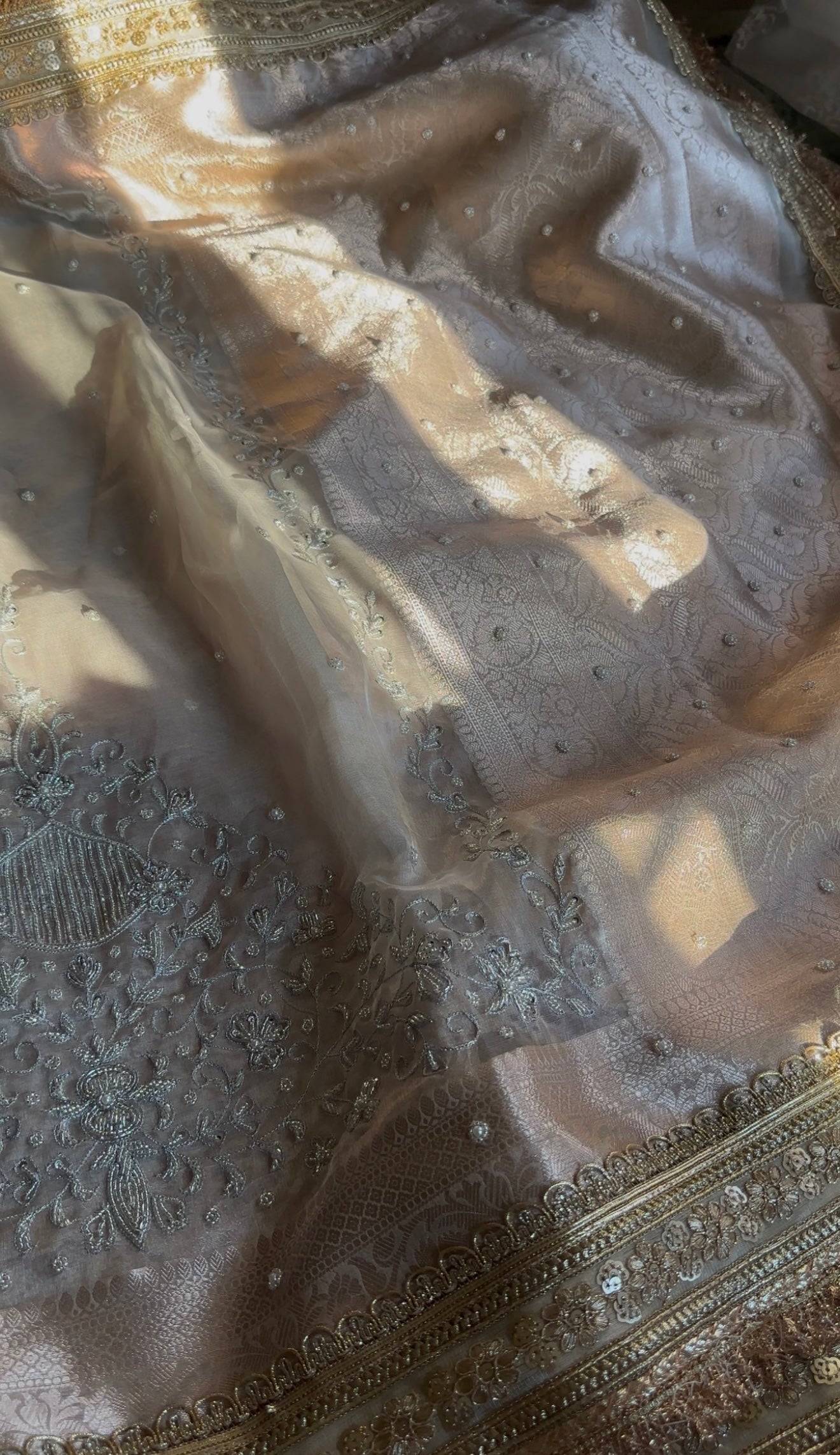 Chaand Si Dulhan - Pure Tissue Silk Saree With Hand Embroidery