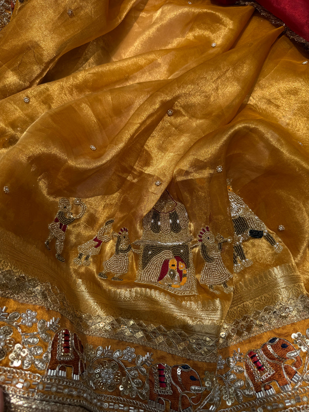 Dulhan Waali Saree - Pure Tissue Silk Saree With Hand Embroidery