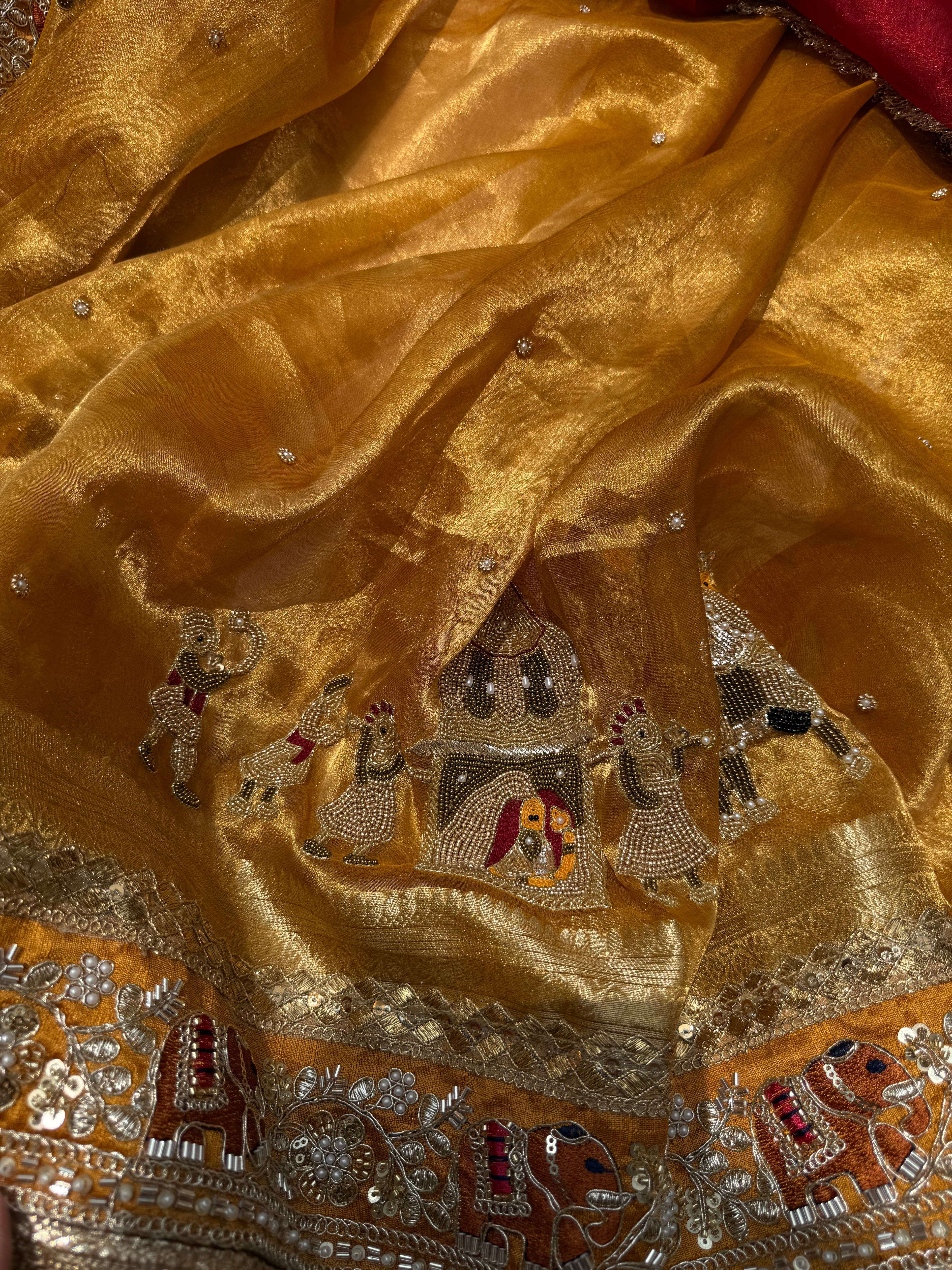 Dulhan Waali Saree - Pure Tissue Silk Saree With Hand Embroidery