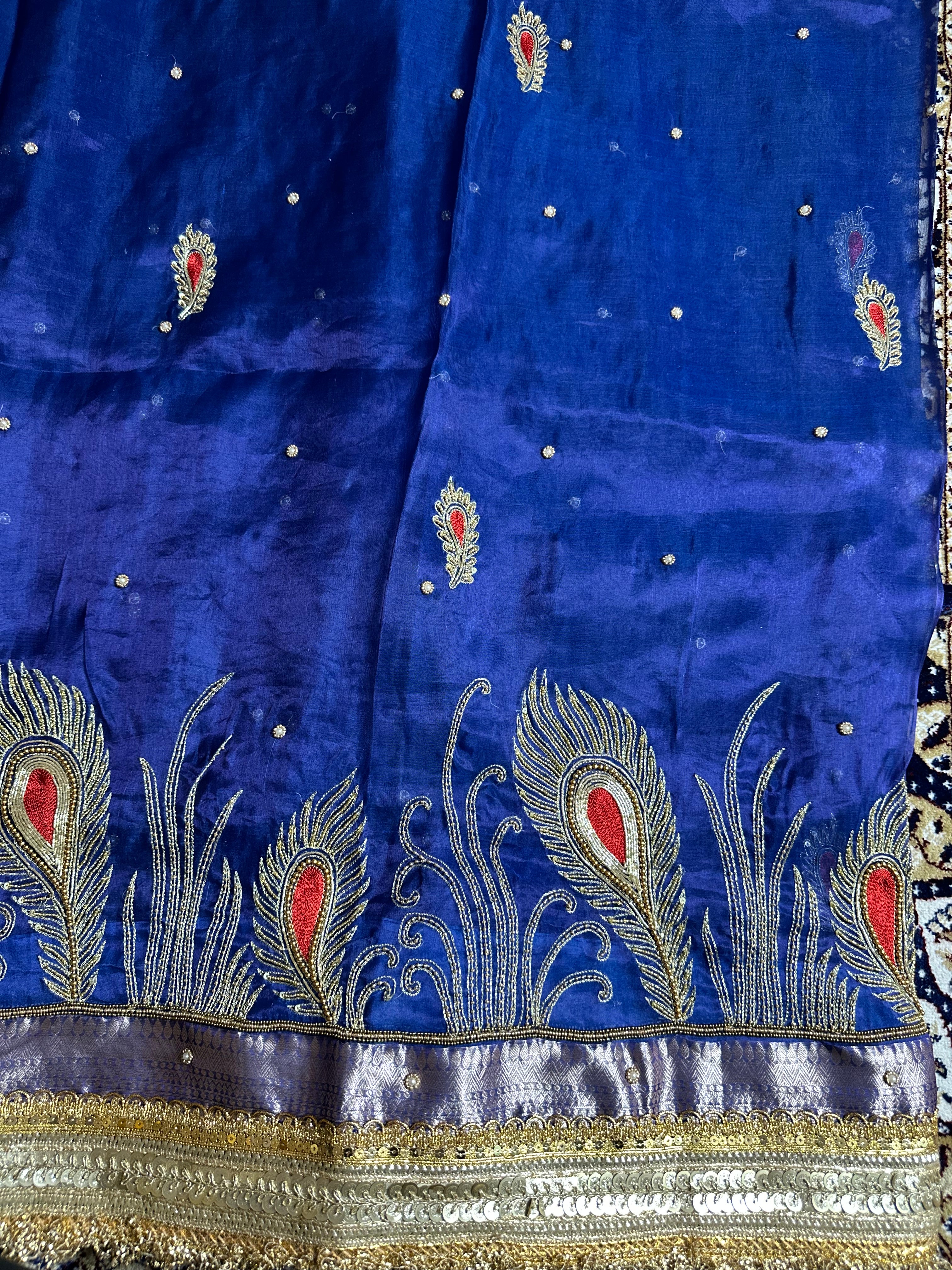 Pure Tissue Silk Saree With Hand Embroidery