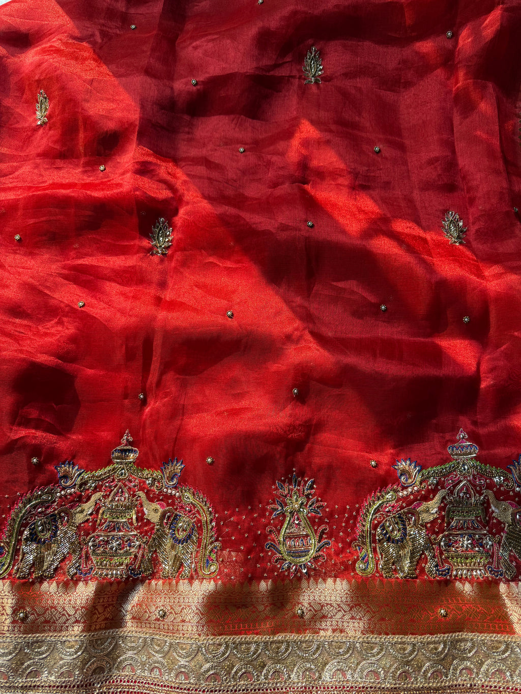 Pure Tissue Silk Saree With Hand Embroidery