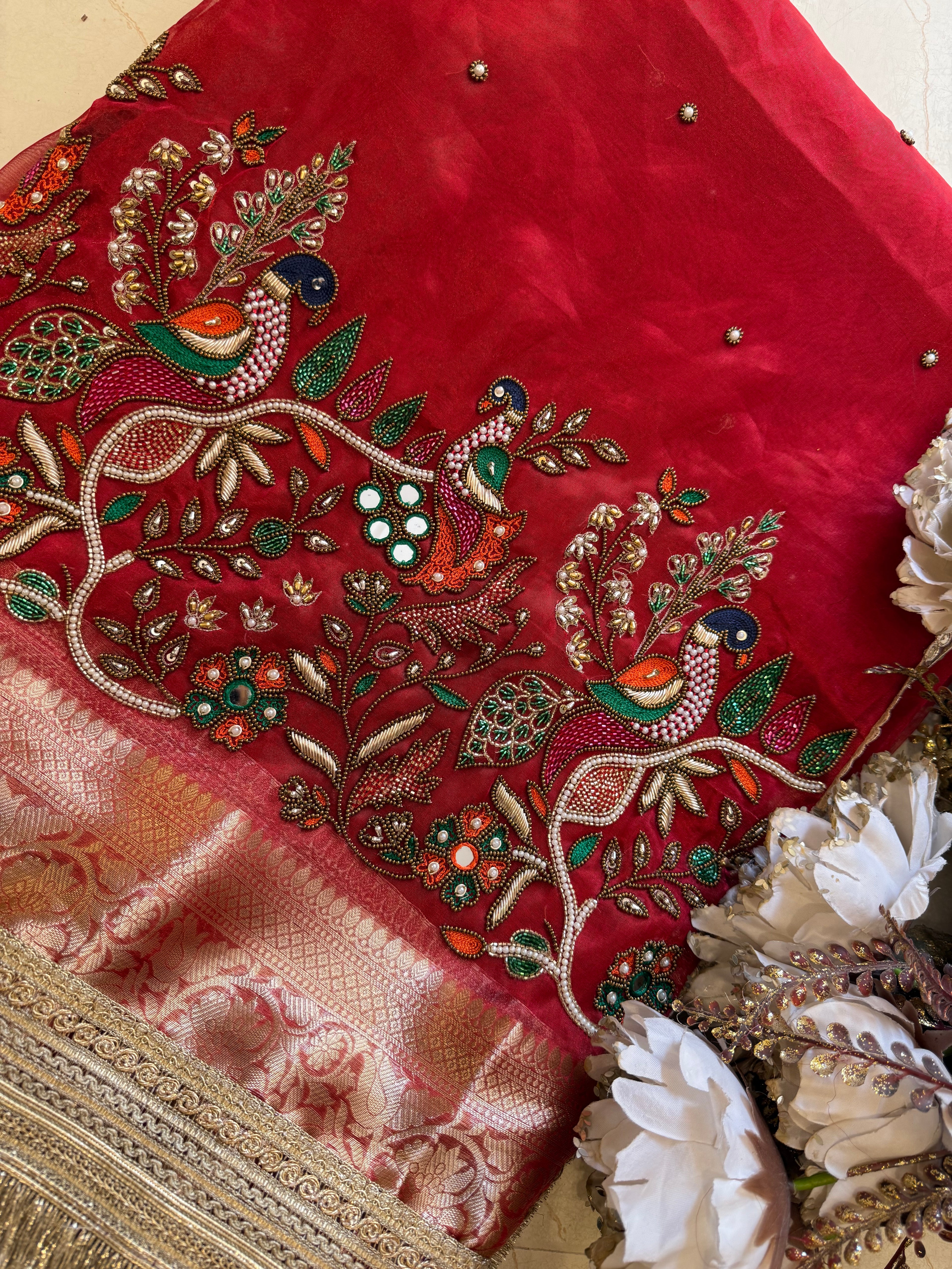 Zarqosh - Pure Tissue Silk Saree With Hand Embroidery