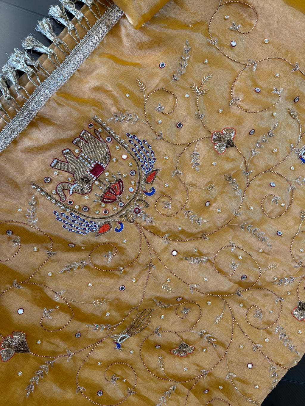 Sone ka Hathi  - Pure Tissue Silk Saree With Hand Embroidery