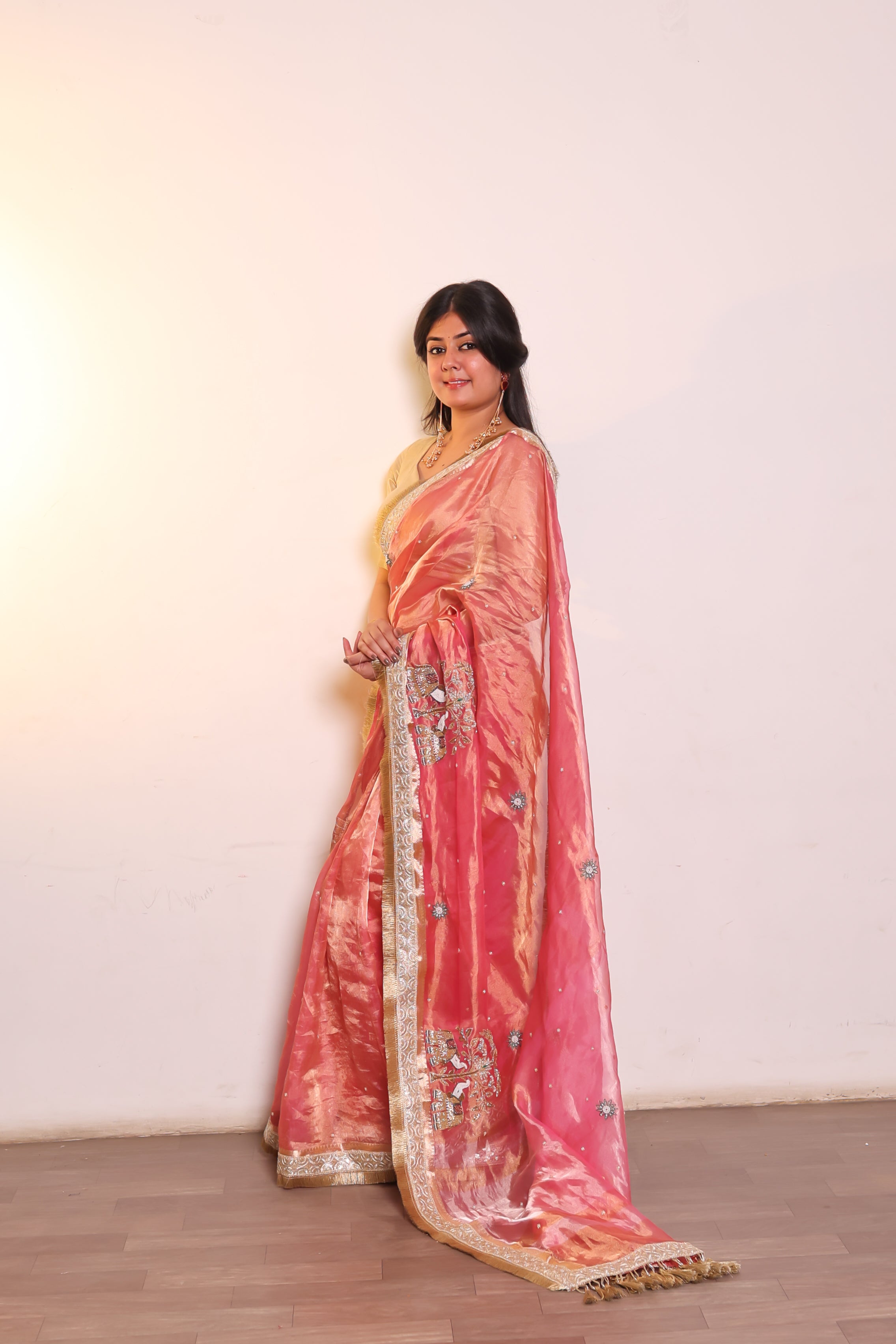 Noorani - Pure Tissue Silk Saree With Hand Embroidery