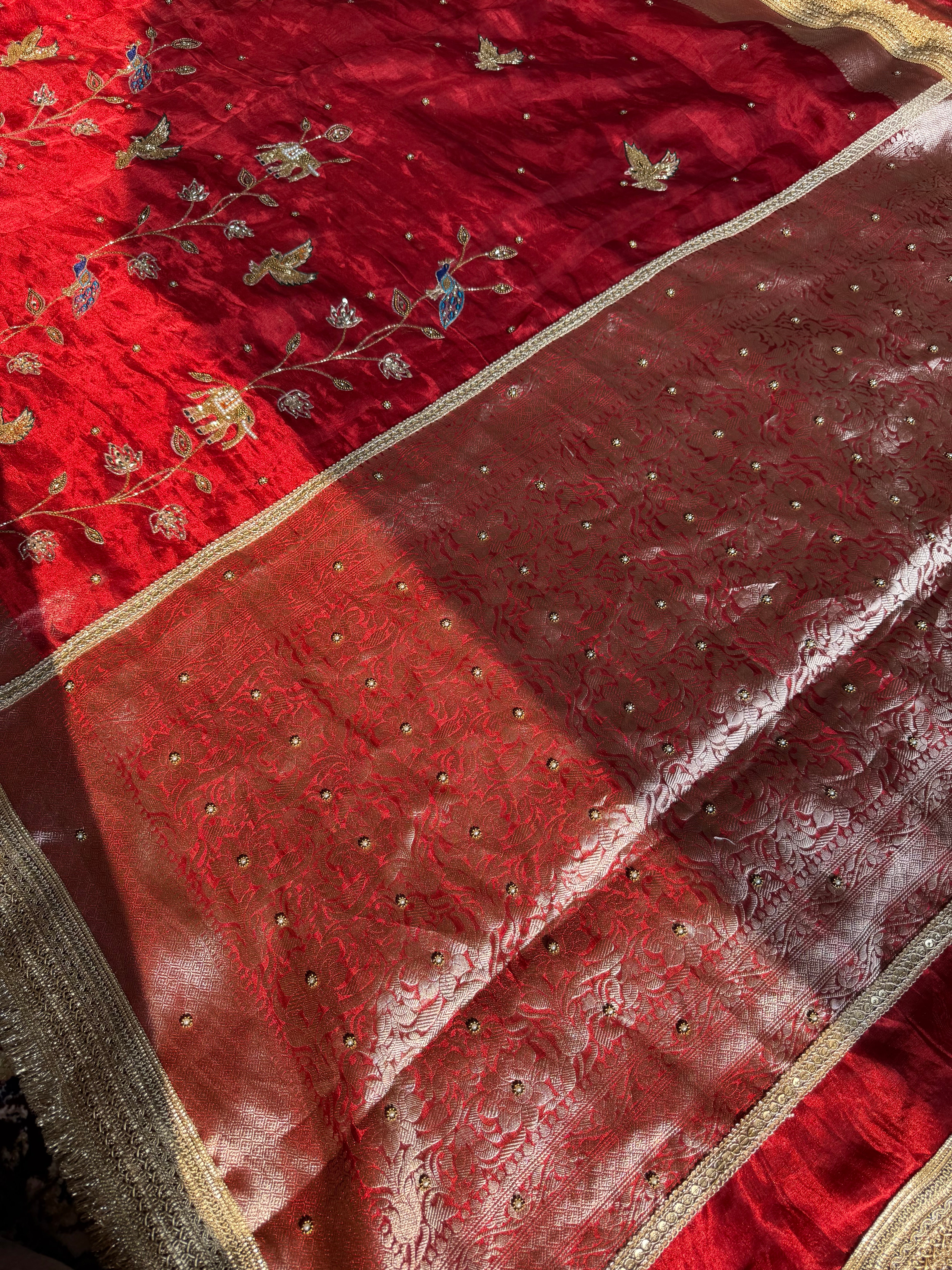 Pure Tissue Silk Saree With Hand Embroidery