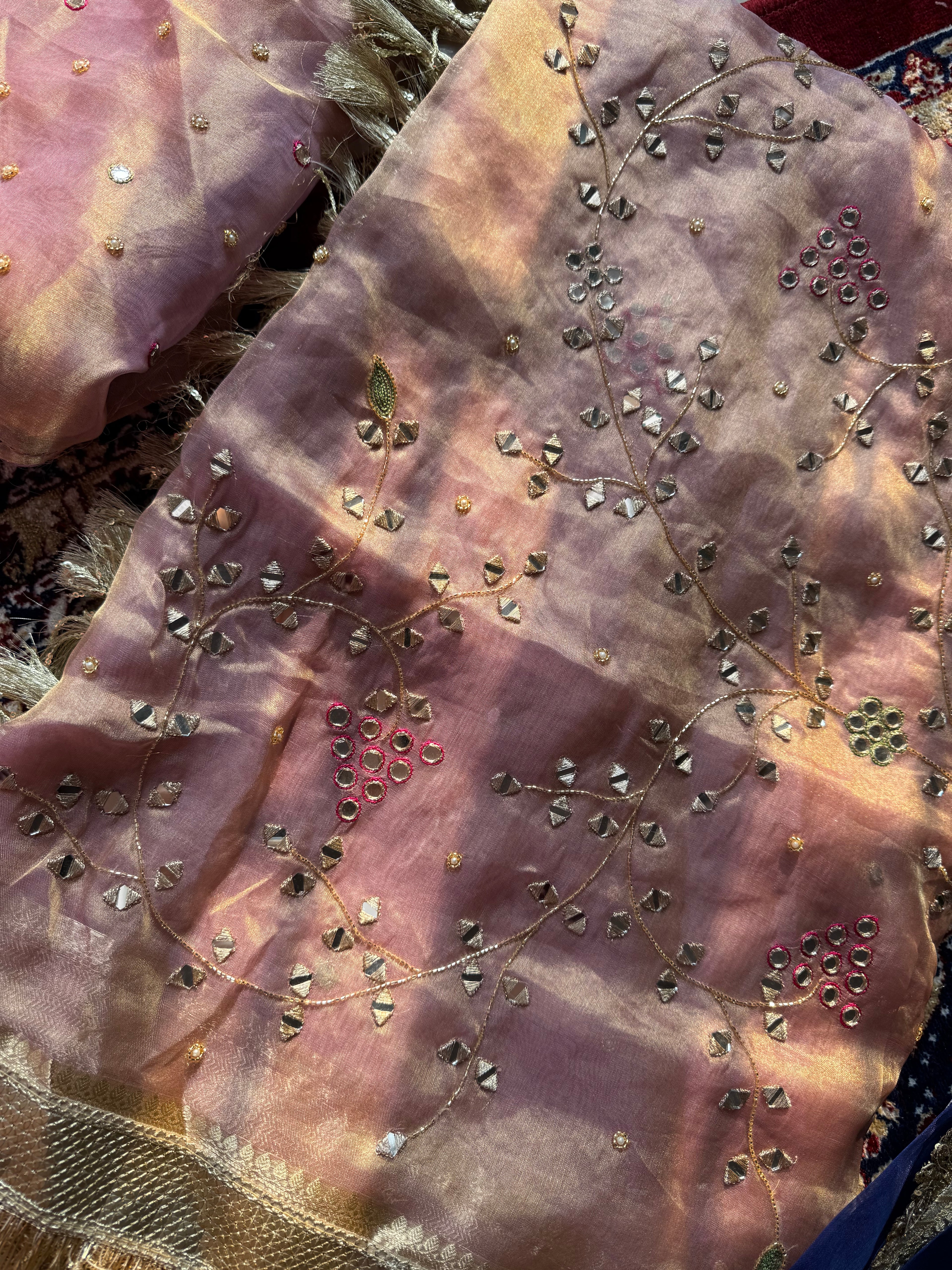 Pure Tissue Silk Saree With Hand Embroidery