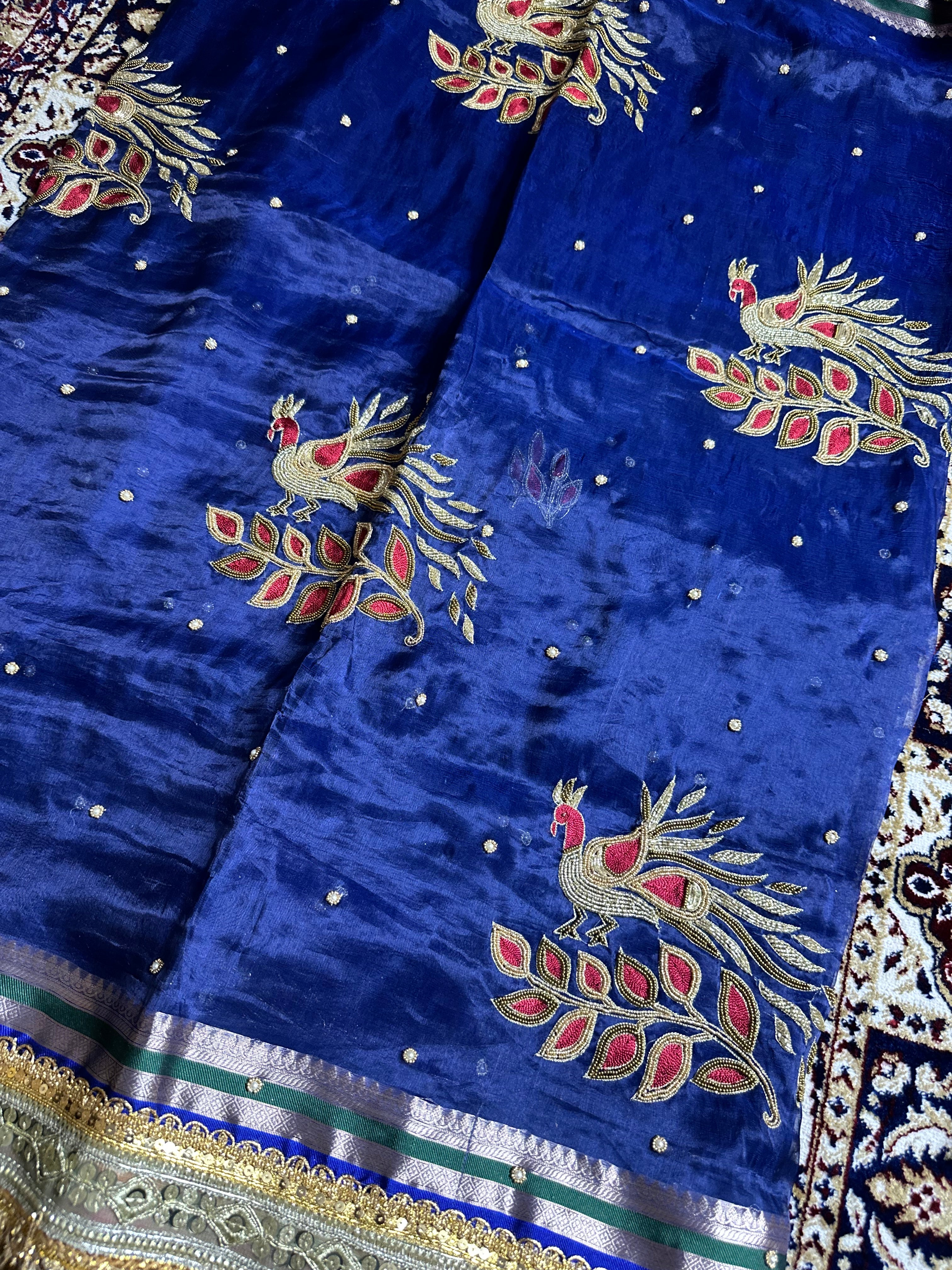 Pure Tissue Silk Saree With Hand Embroidery