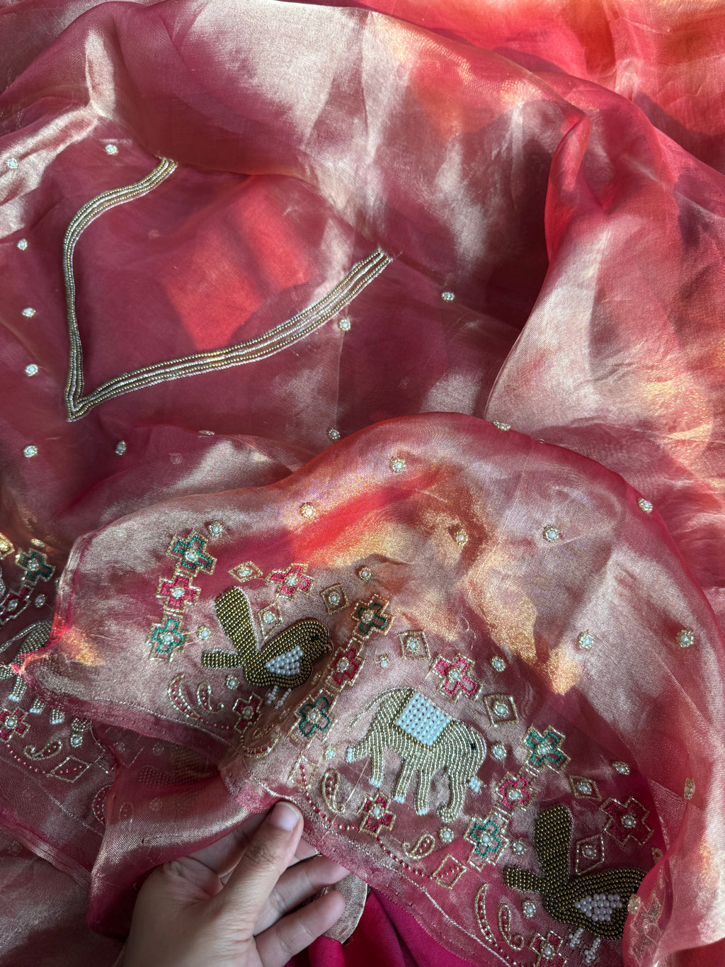 Haseena Waali Saree - Pure Tissue Silk Saree With Hand Embroidery