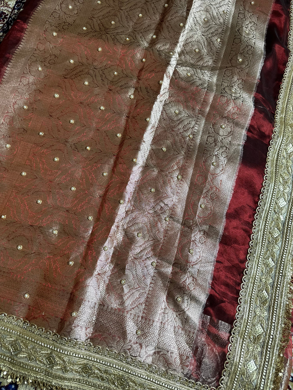 Pure Tissue Silk Saree With Hand Embroidery