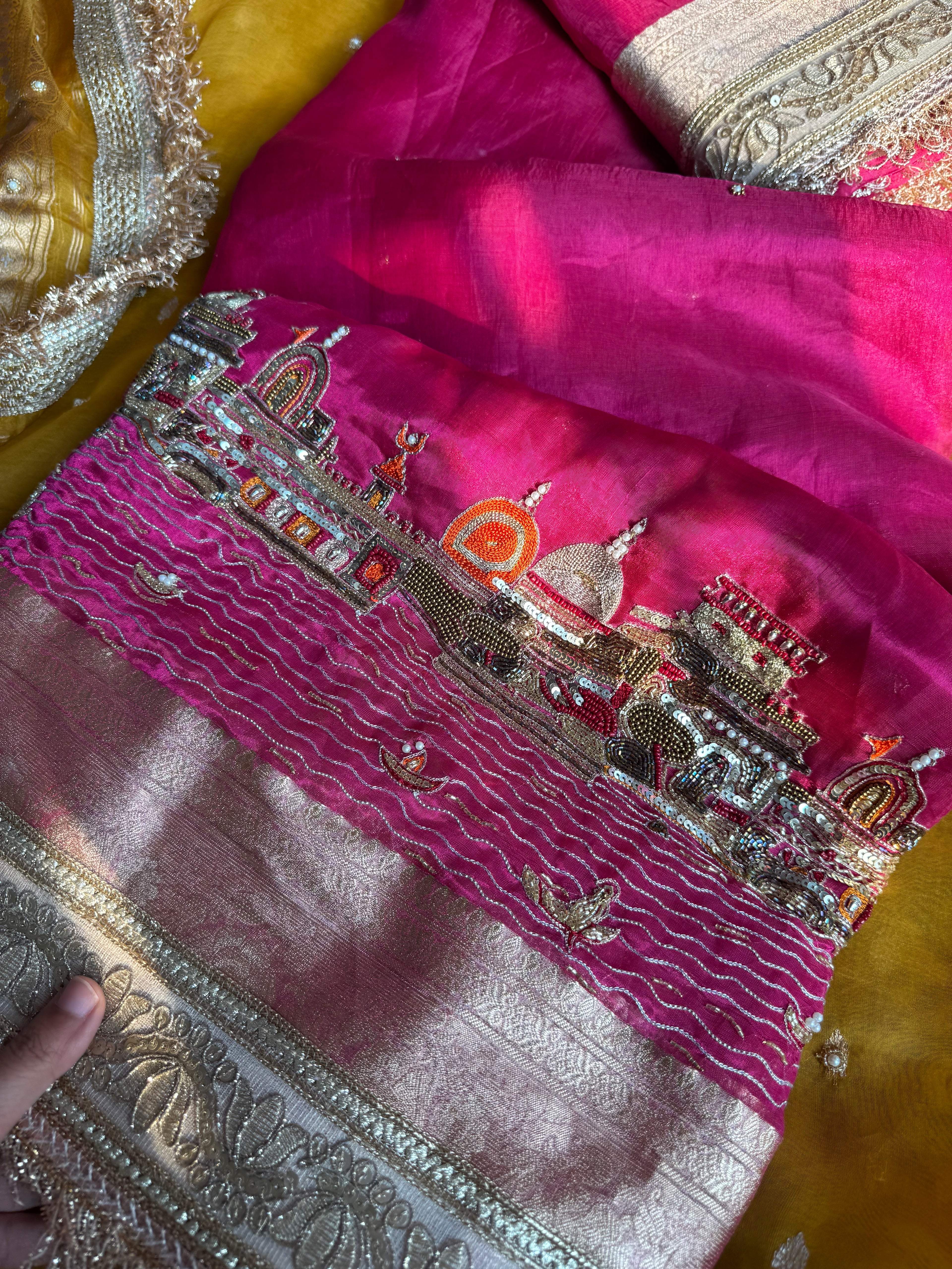 Ghat Banarasiya - Pure Tissue Silk Saree With Hand Embroidery