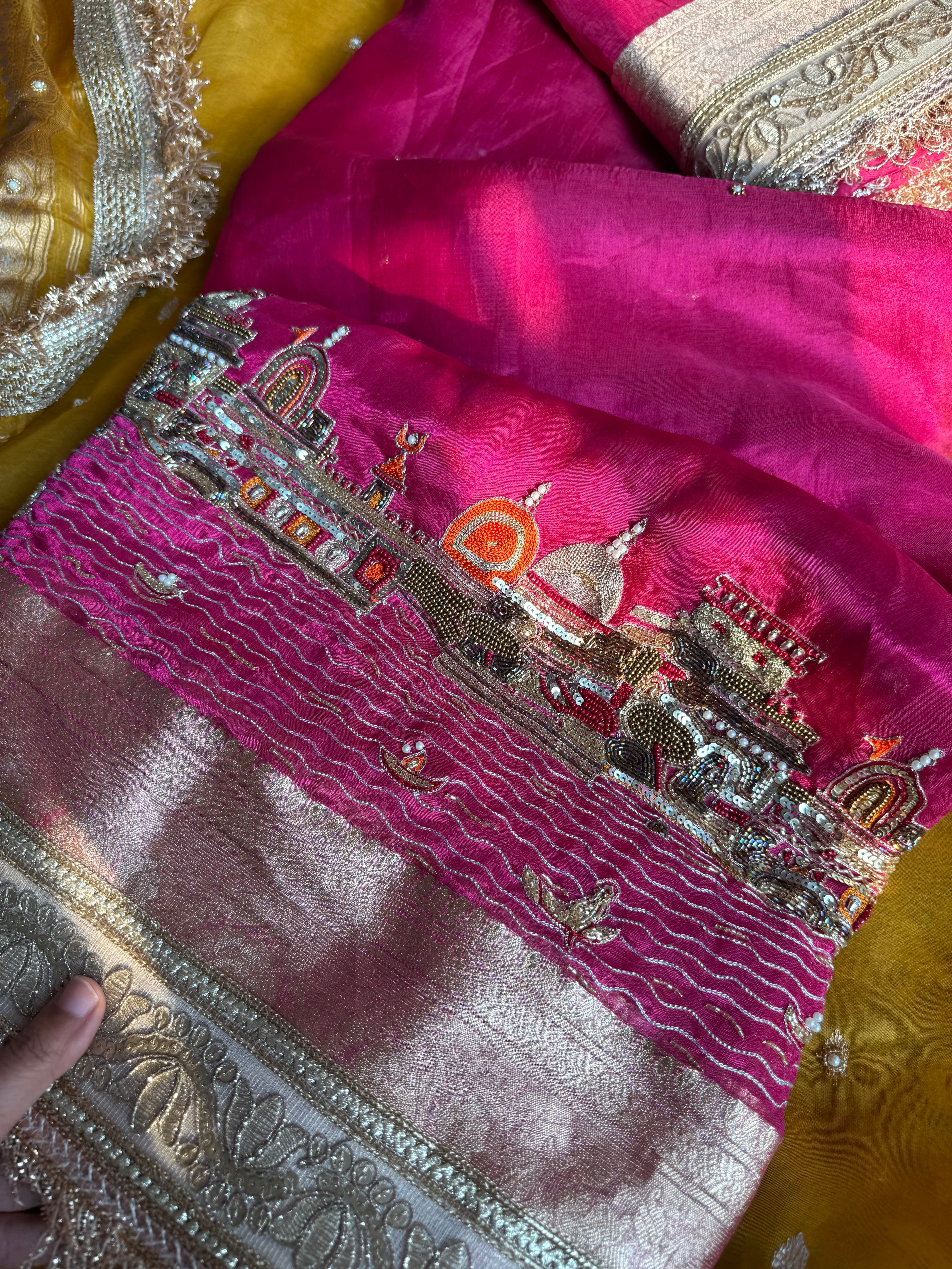 Ghat Banarasiya - Pure Tissue Silk Saree With Hand Embroidery