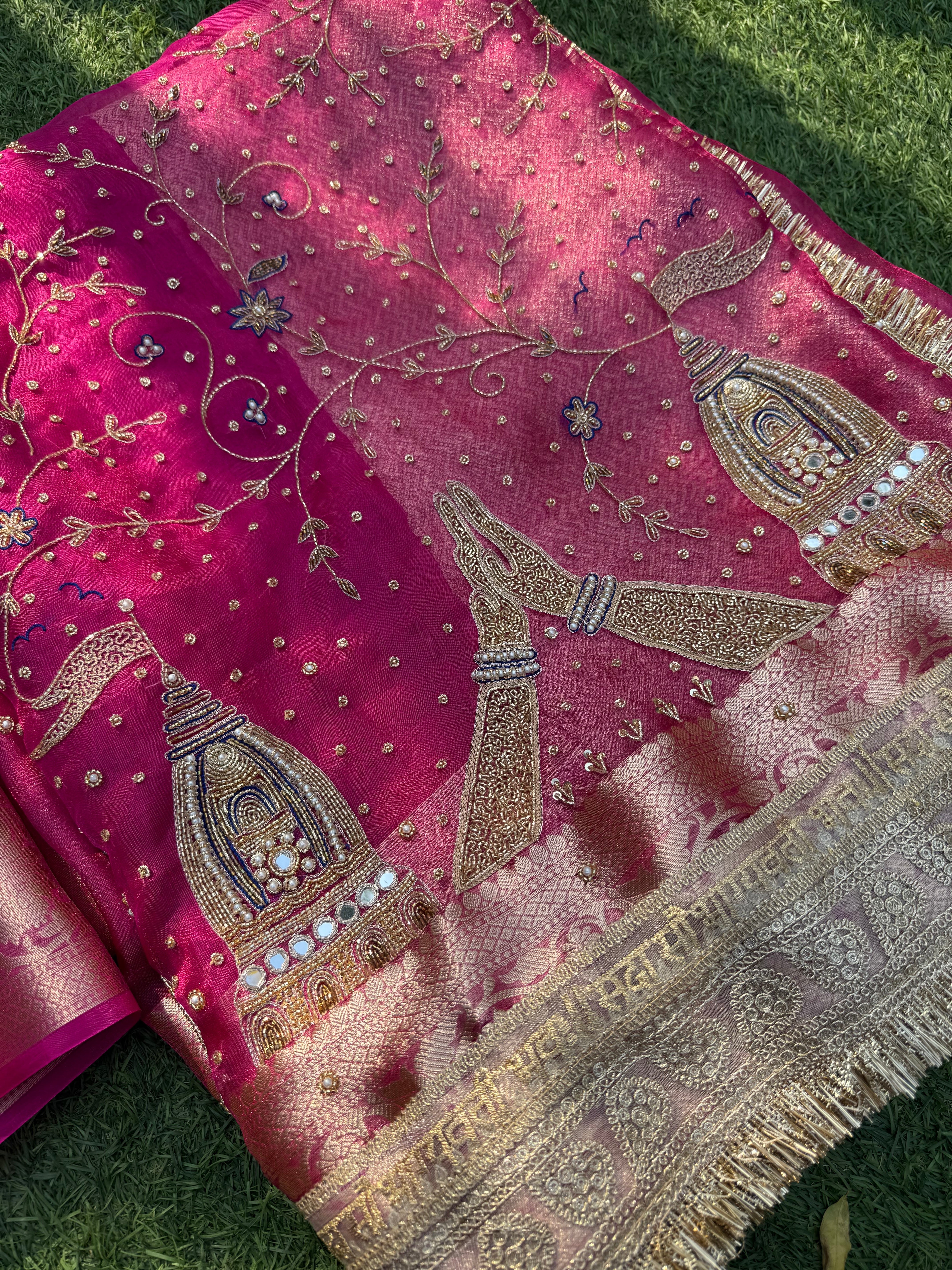 Ek Shaam Banaras K Ghat Pe - Pure Tissue Silk Saree With Hand Embroidery