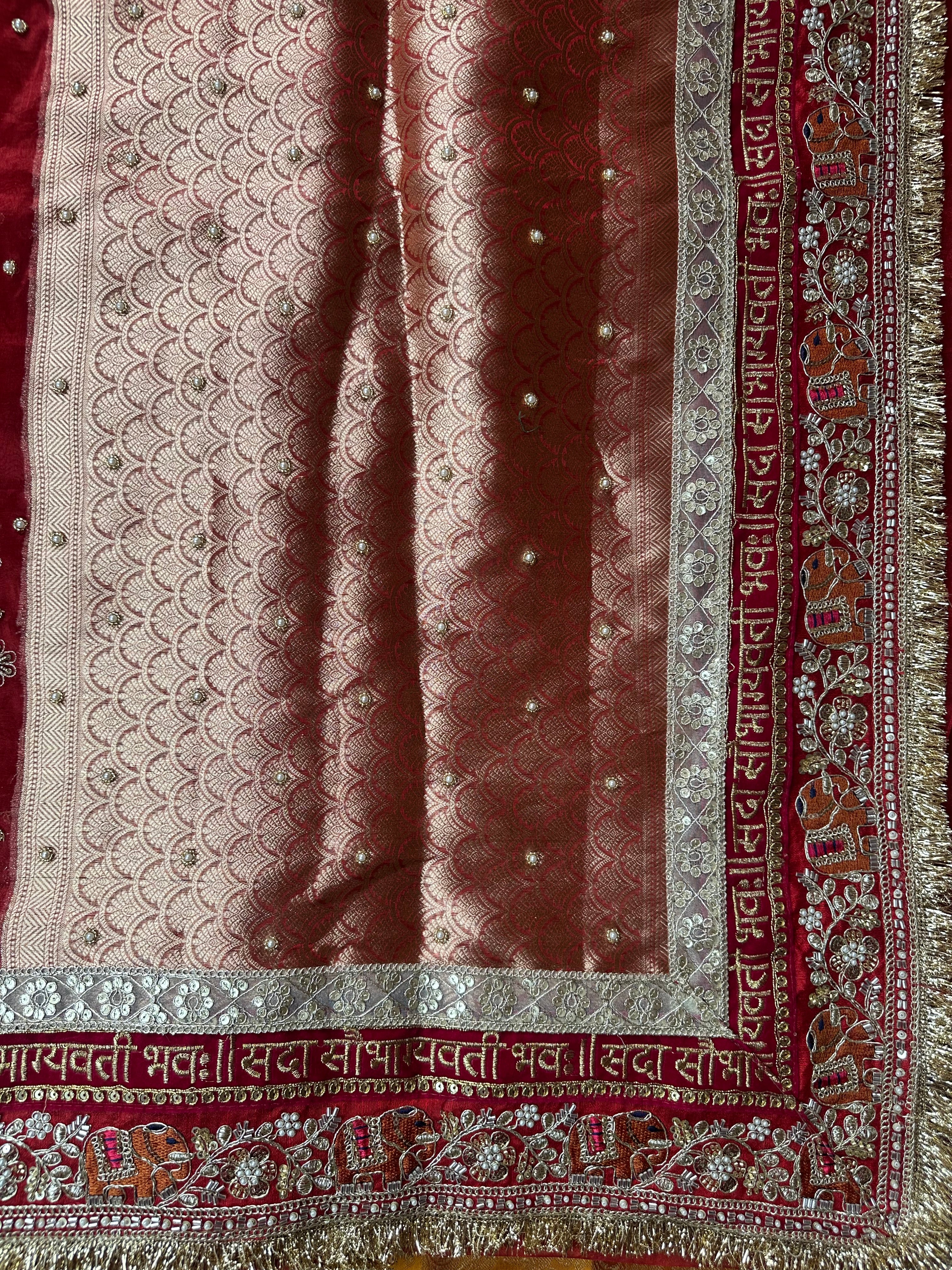 Dulhan Waali Saree - Red Pure Tissue Silk Saree With Hand Embroidery