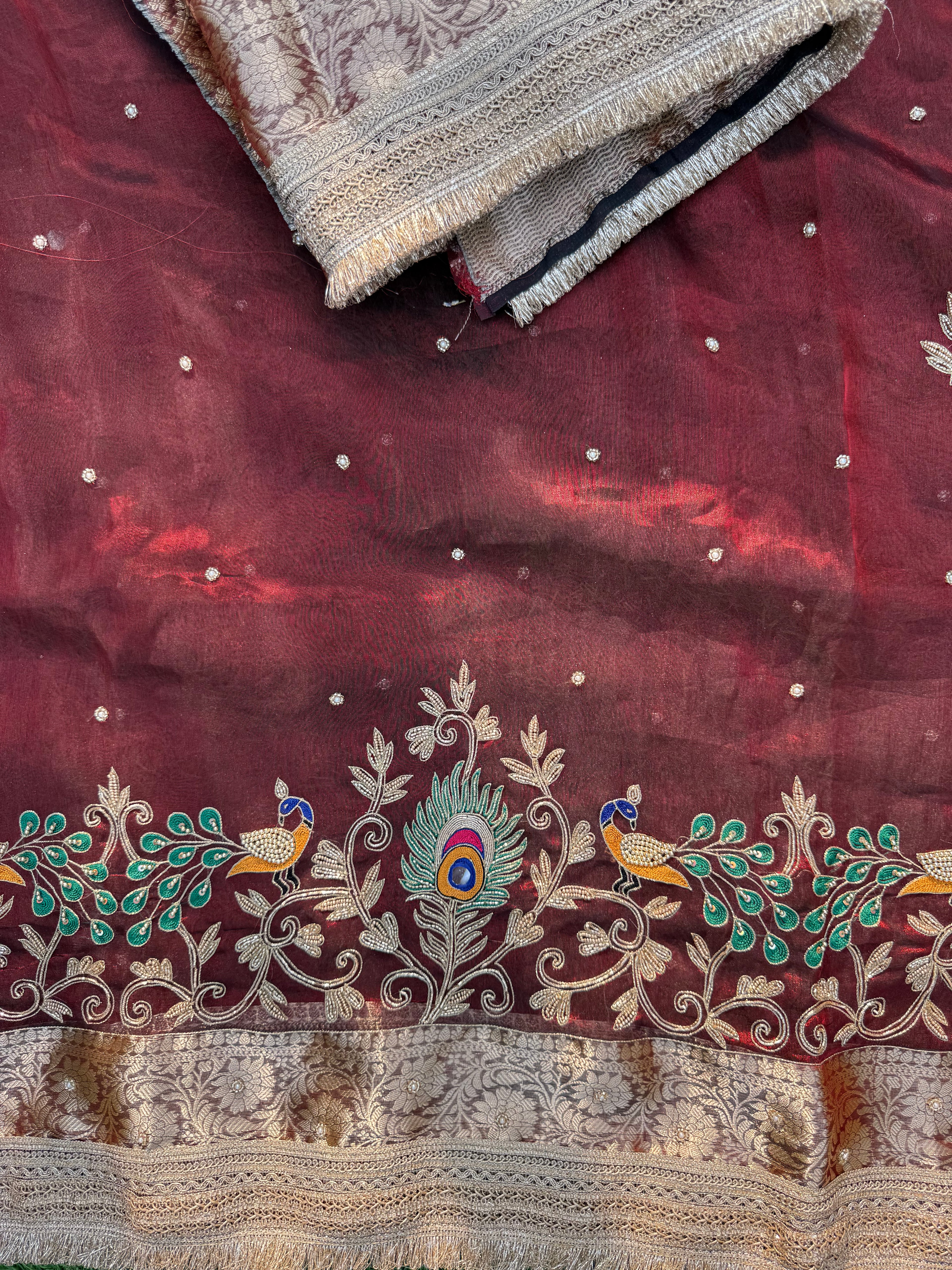 Reception Waali Saree - Pure Tissue Silk Saree With Hand Embroidery