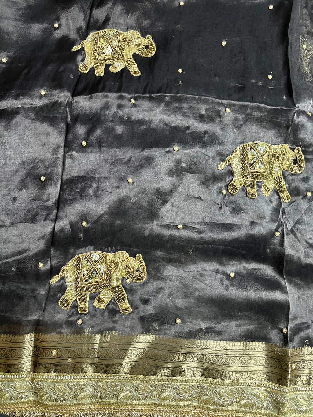 Pure Tissue Silk Saree With Hand Embroidery