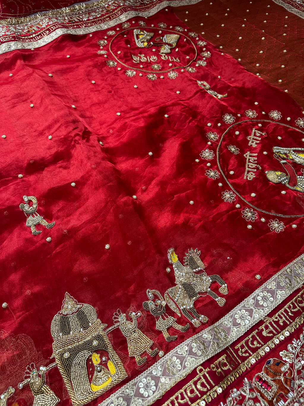 Dulhan Waali Saree - Red Pure Tissue Silk Saree With Hand Embroidery