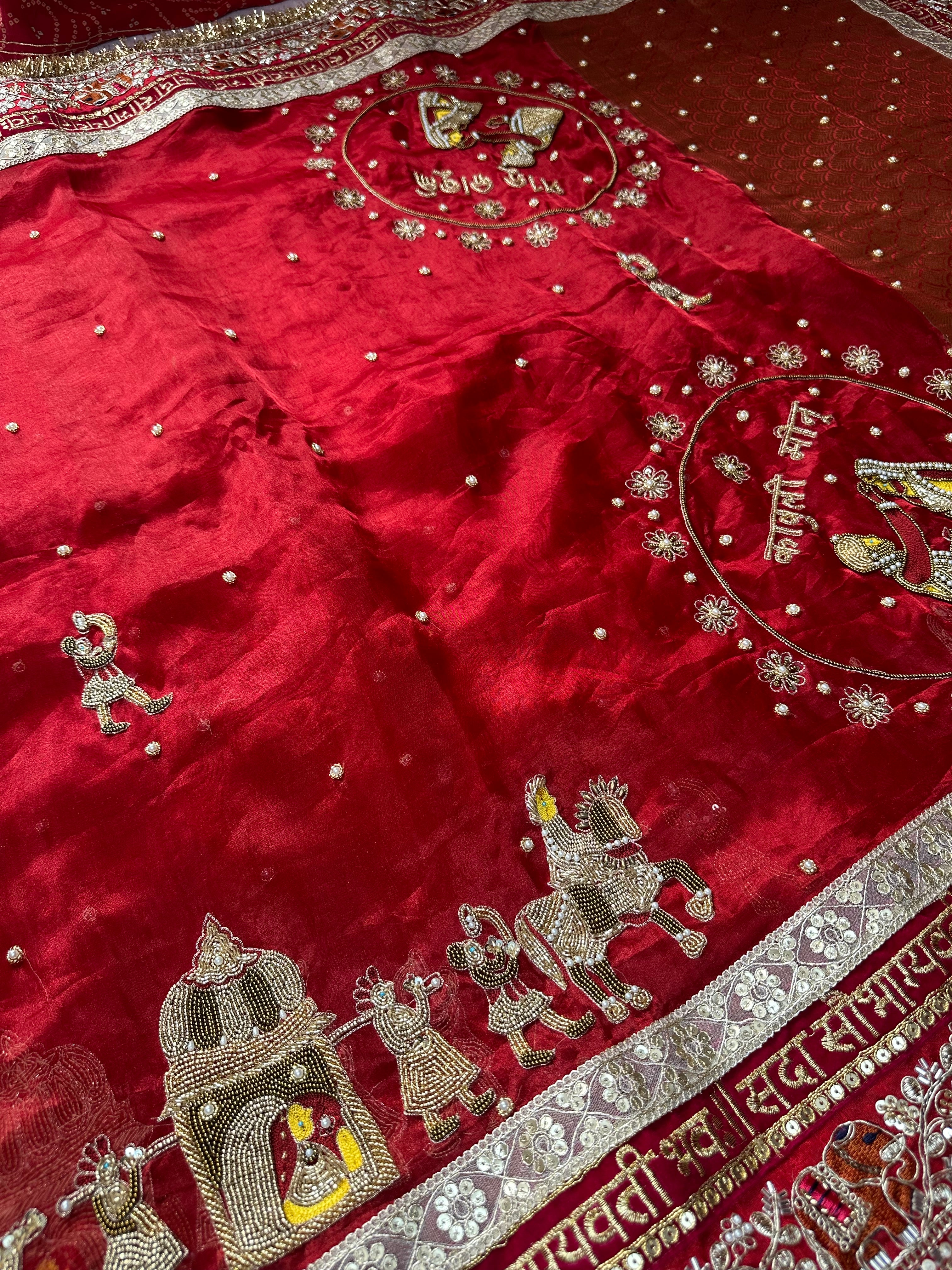 Dulhan Waali Saree - Red Pure Tissue Silk Saree With Hand Embroidery