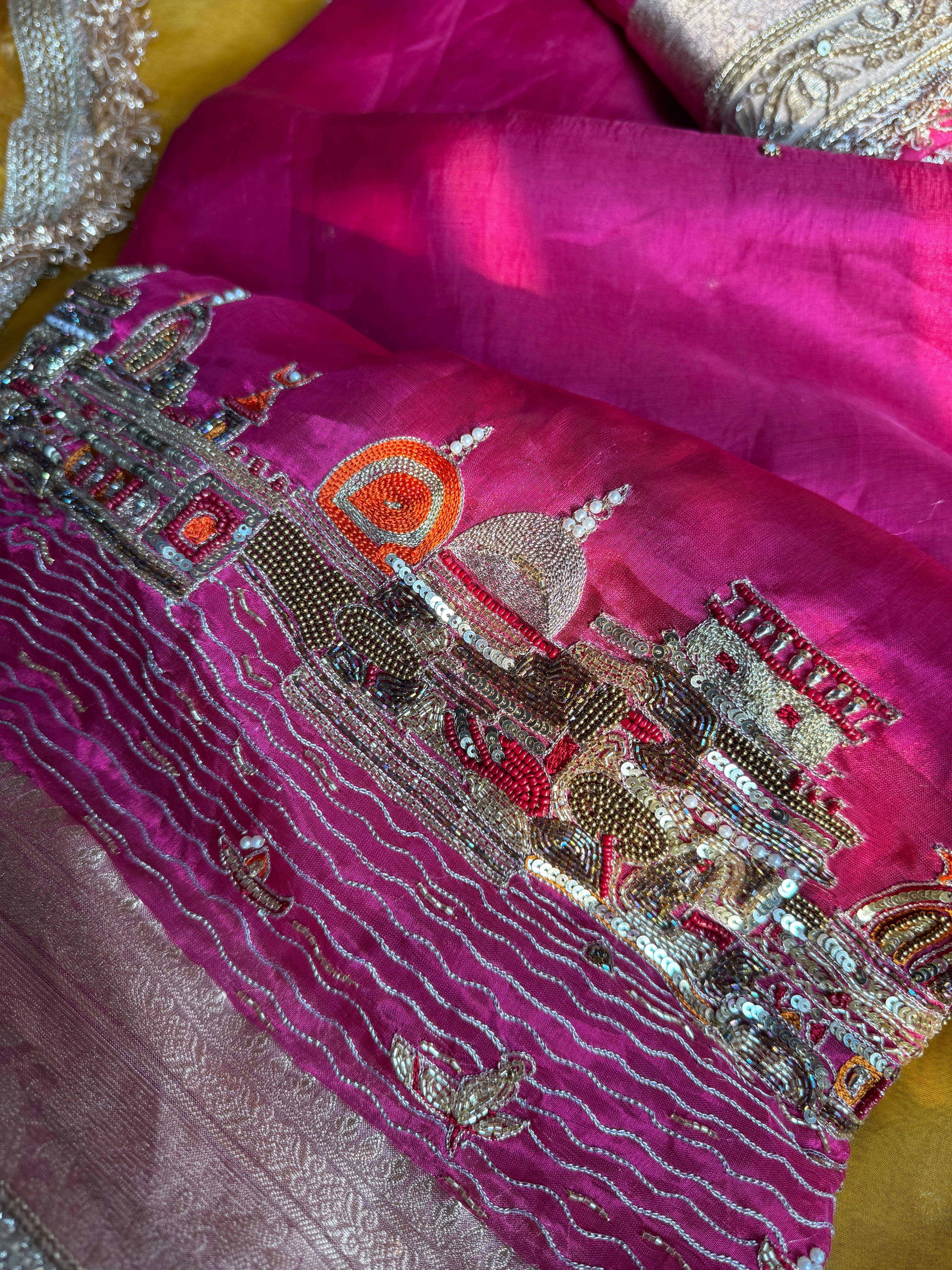 Ghat Banarasiya - Pure Tissue Silk Saree With Hand Embroidery