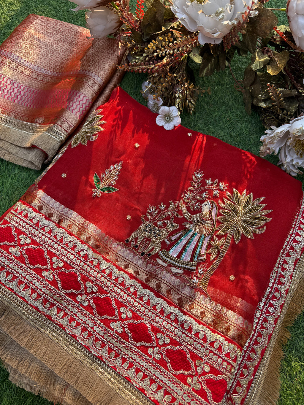 Koyaliya - Pure Tissue Silk Saree With Hand Embroidery