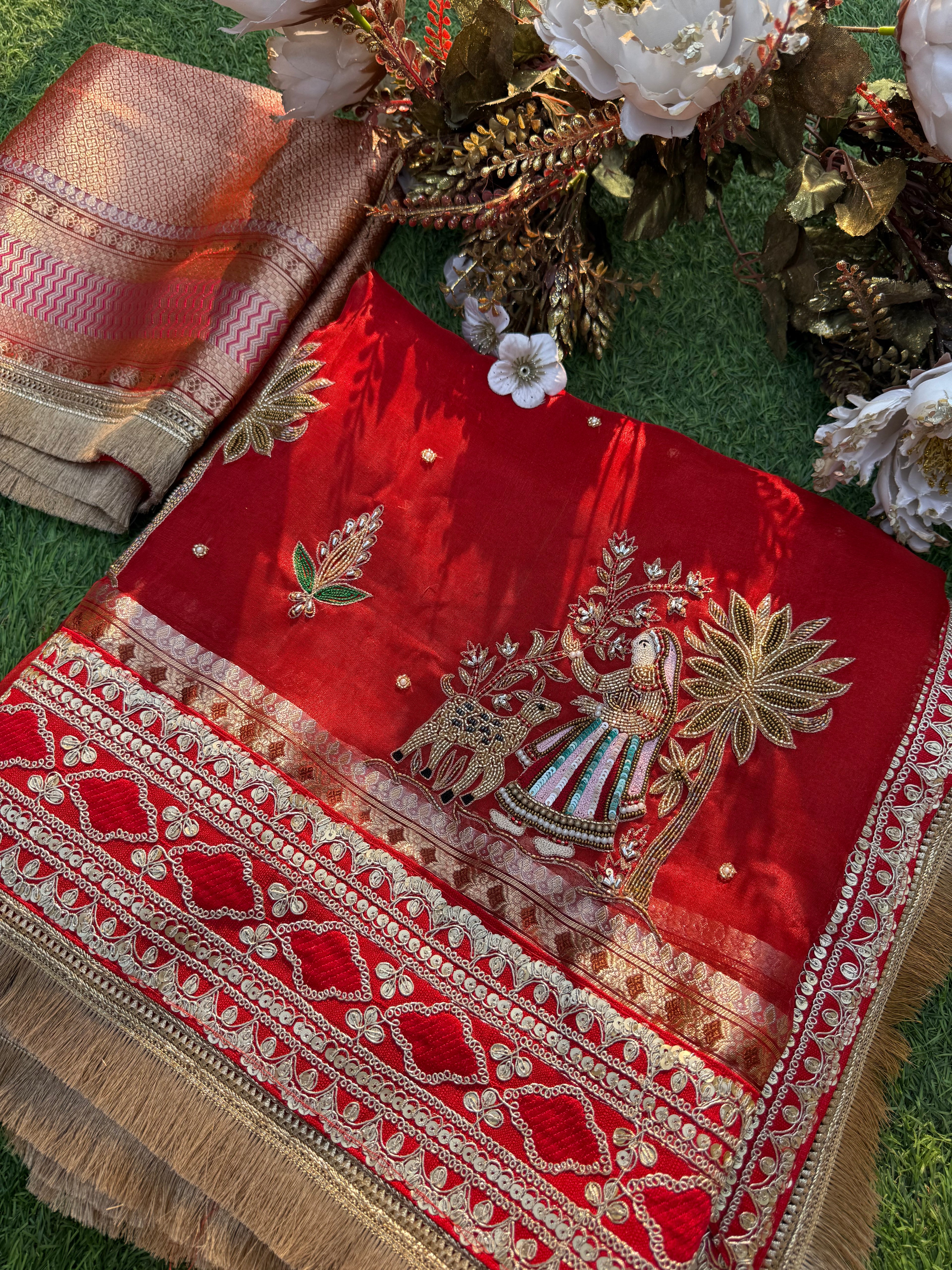 Koyaliya - Pure Tissue Silk Saree With Hand Embroidery