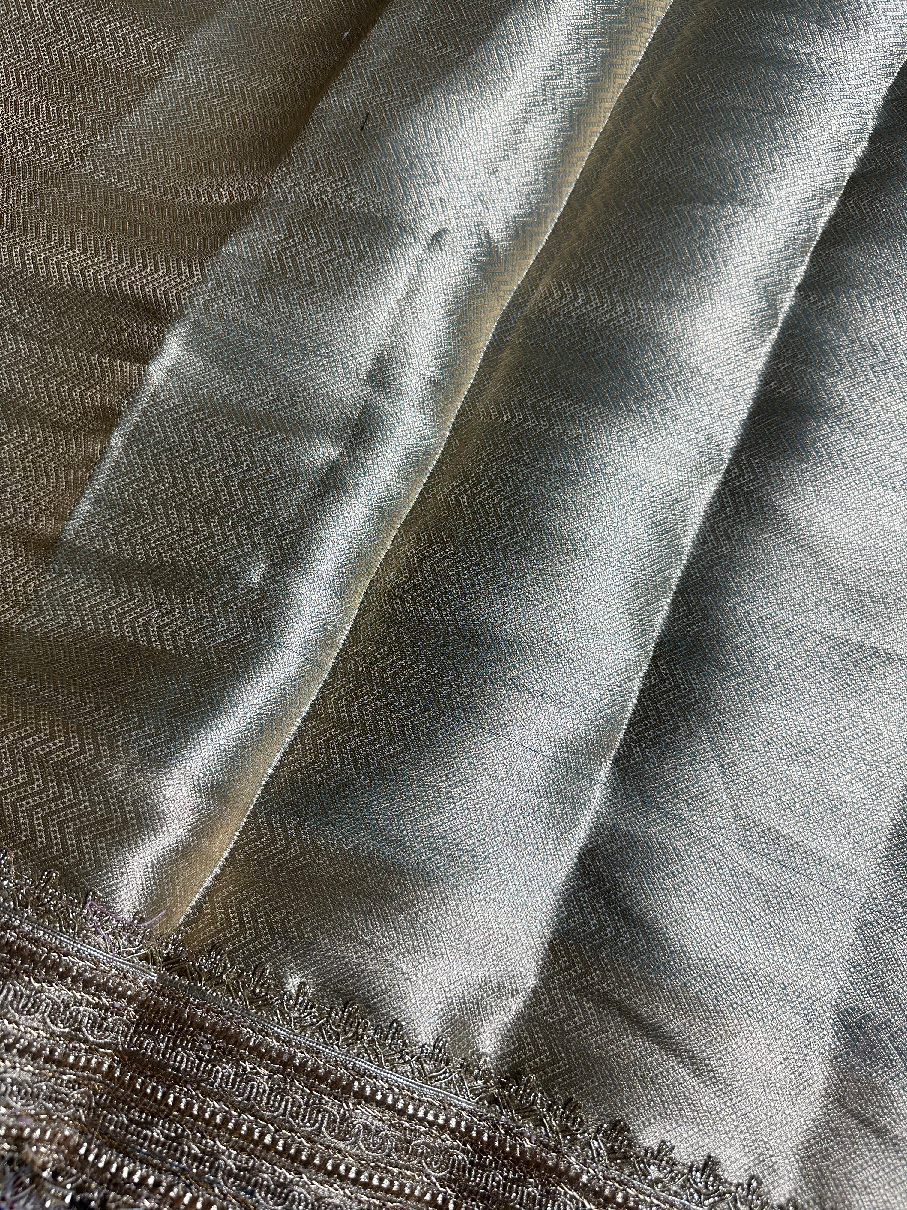 Powder Blue Gulbahaar - Pure Tissue Silk Saree With Hand Embroidery