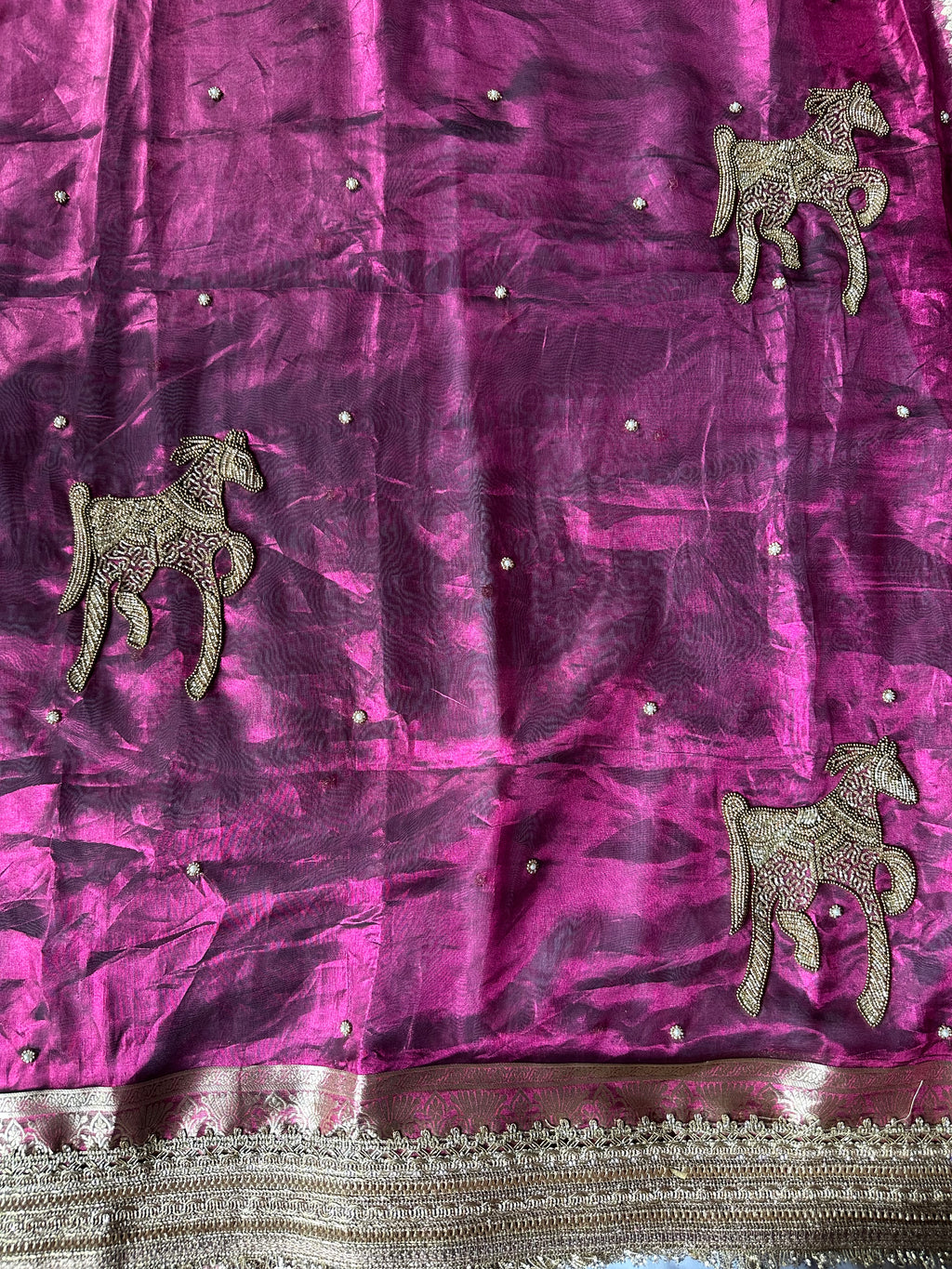 Chetak - Pure Tissue Silk Saree With Hand Embroidery