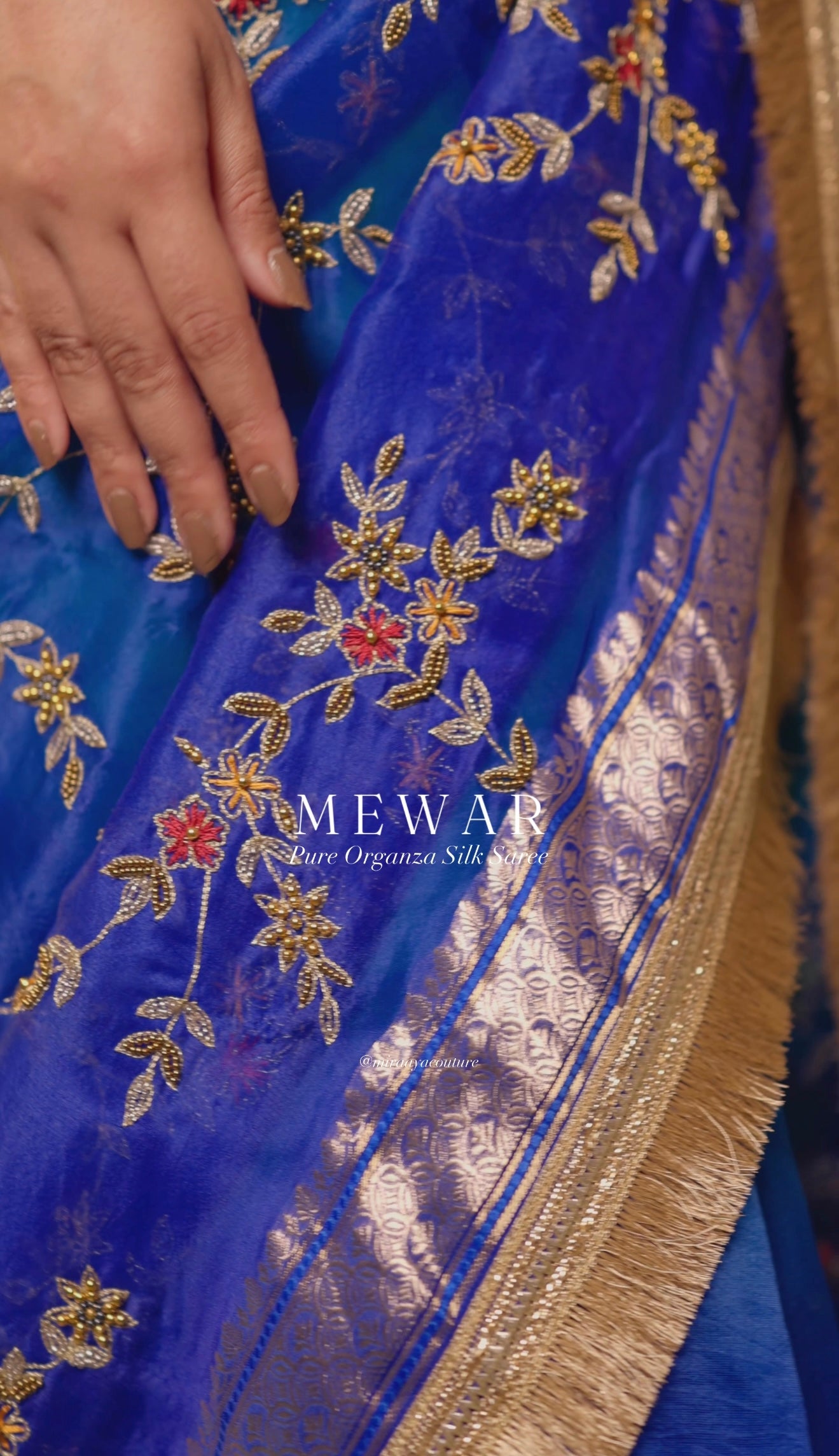 MEWAR — Pure Banarasi Organza Silk Saree With Hand Embroidery