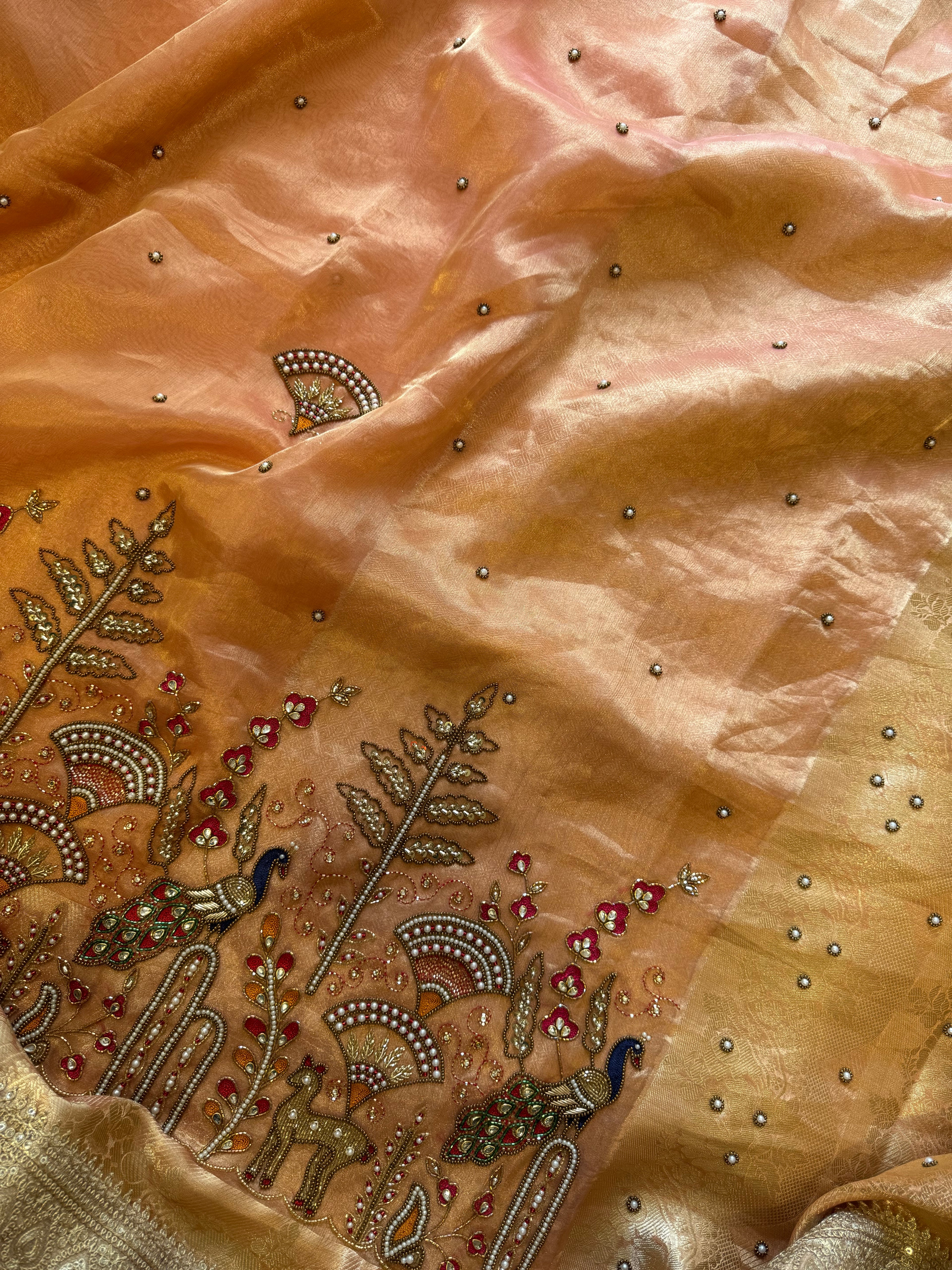 Patiala Noor - Pure Tissue Silk Saree With Hand Embroidery