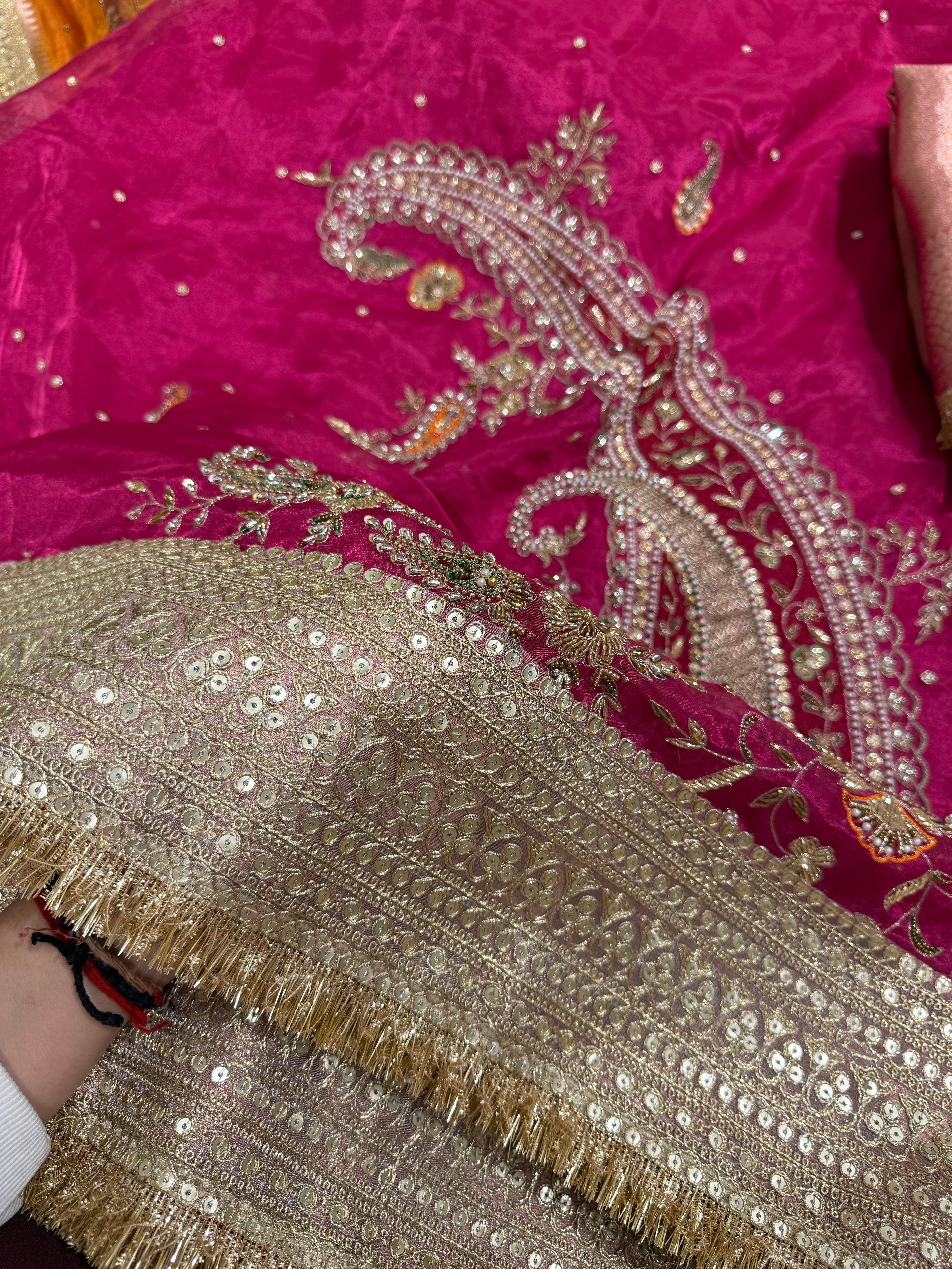 Bridal Trousseau Edit - Pure Tissue Silk Saree With Hand Embroidery