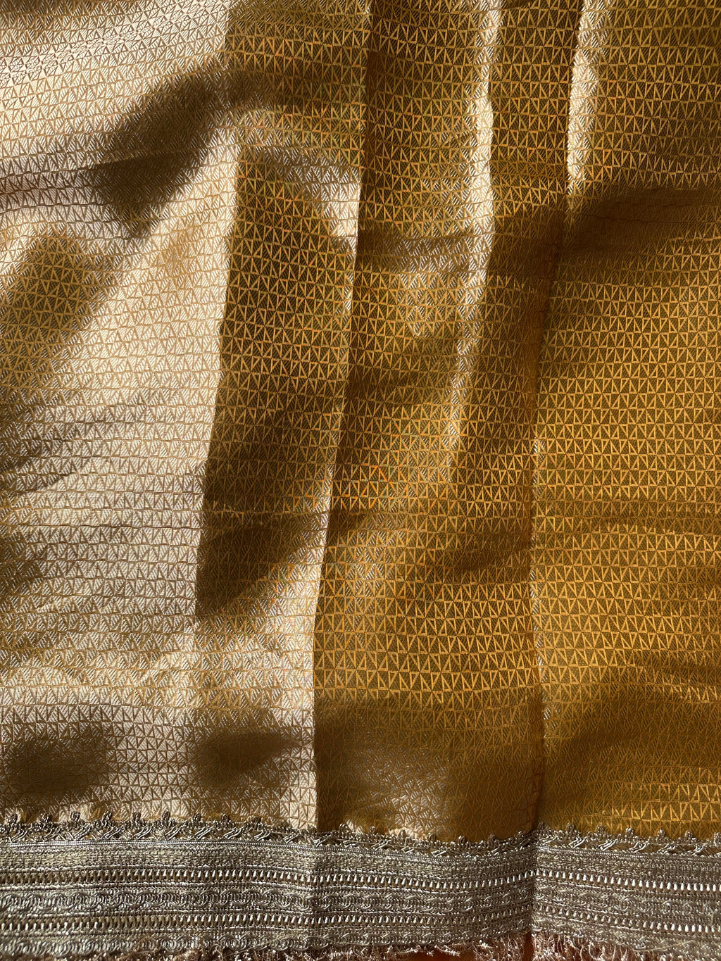 Yellow - Pure Tissue Silk Saree With Hand Embroidery