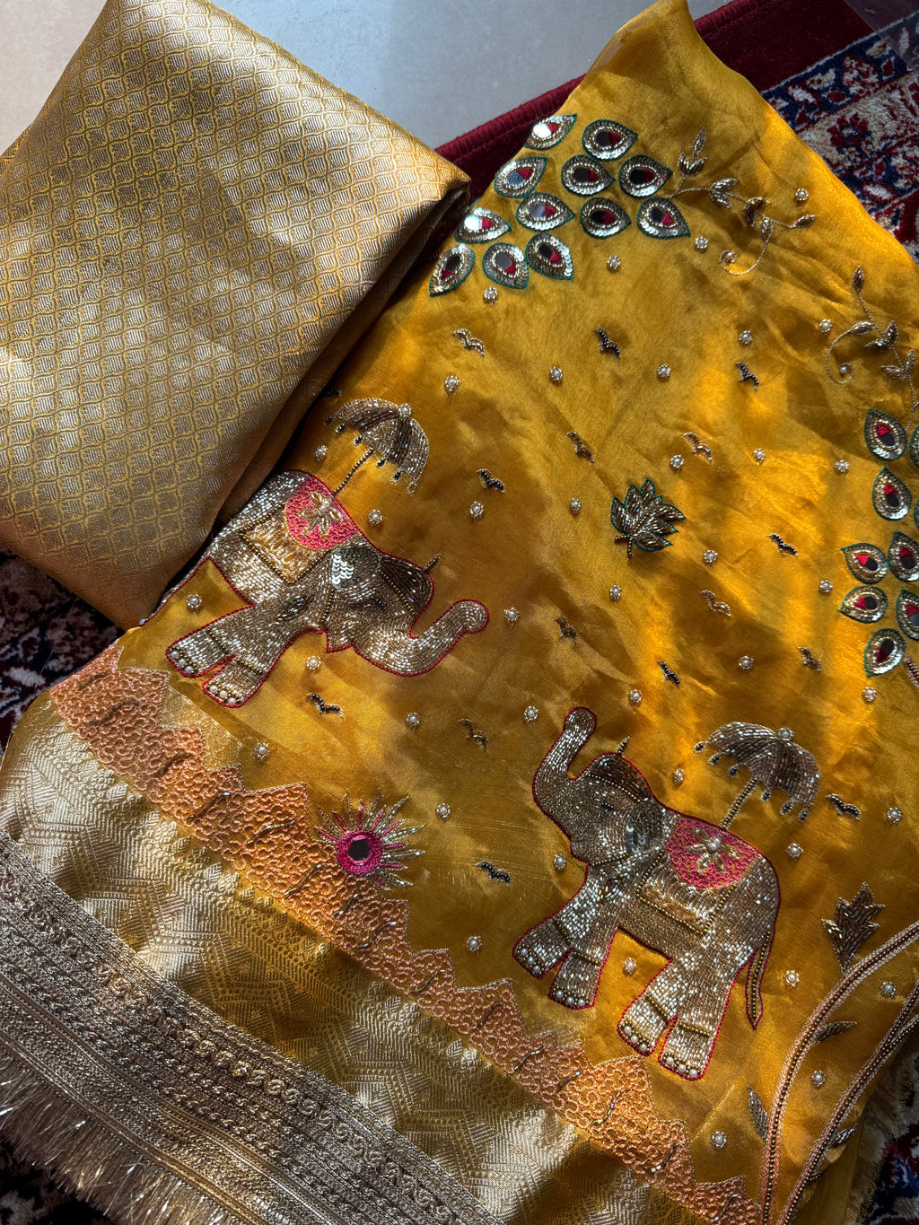 Pure Tissue Silk Saree With Hand Embroidery