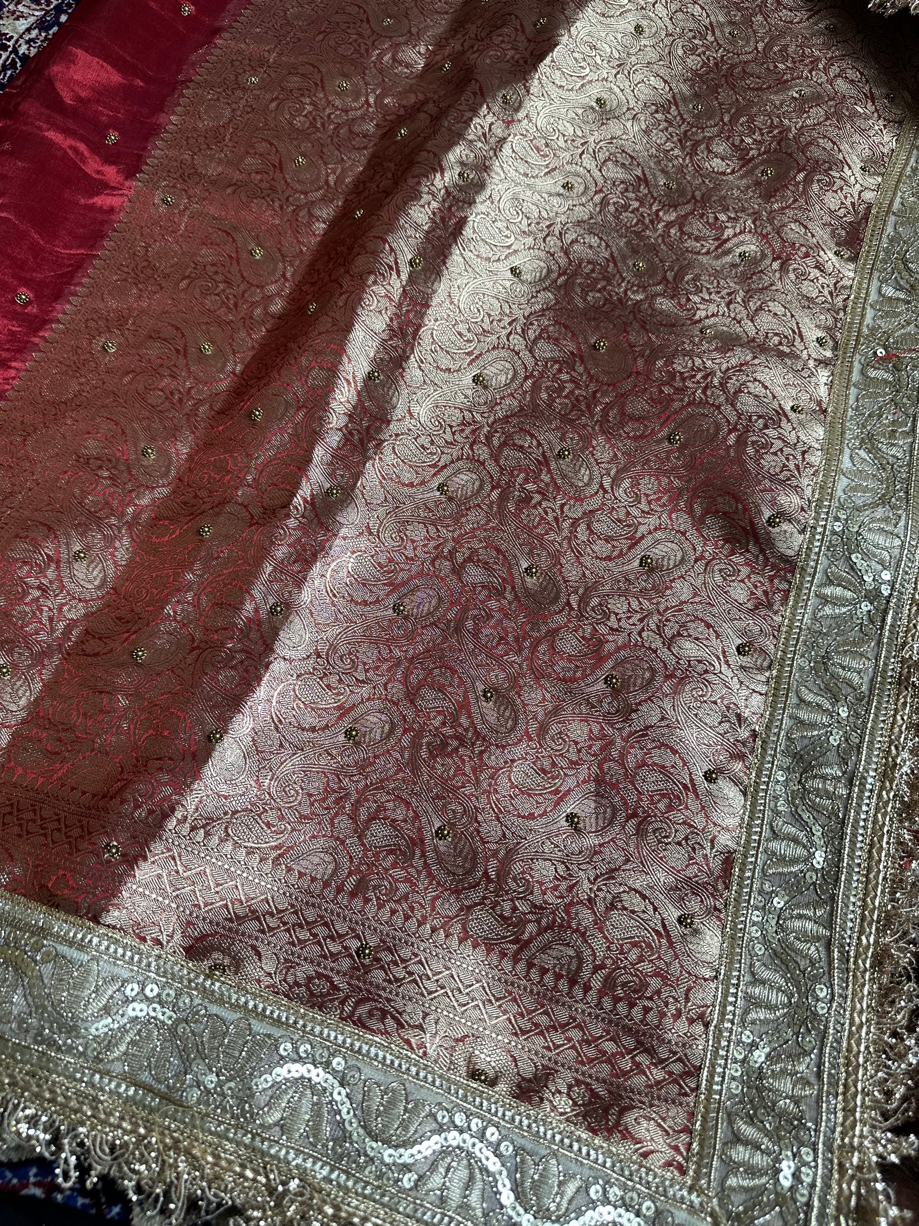Pure Tissue Silk Saree With Hand Embroidery
