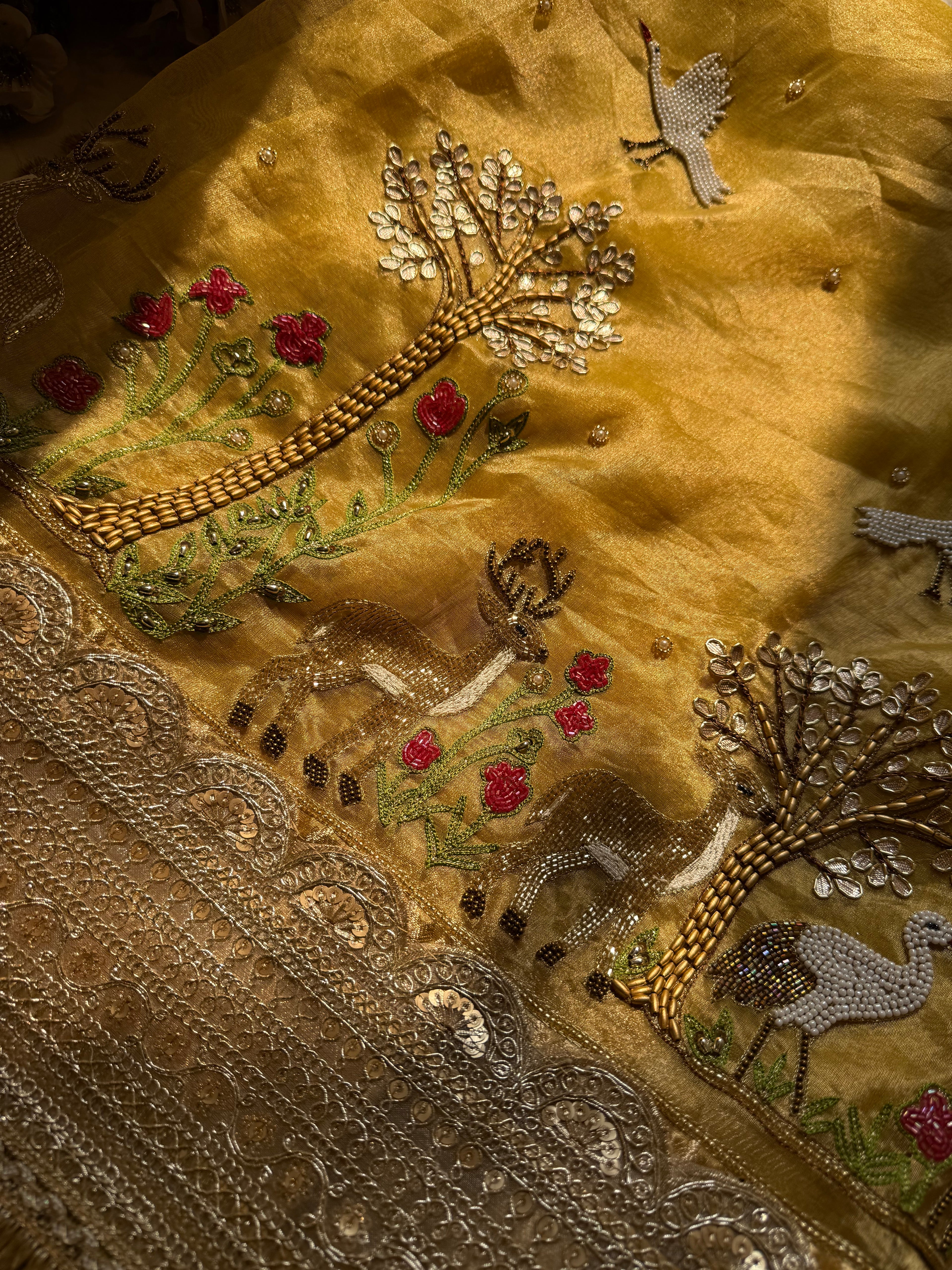 Peeli Saree Ki Kahani - Pure Tissue Silk Saree With Hand Embroidery