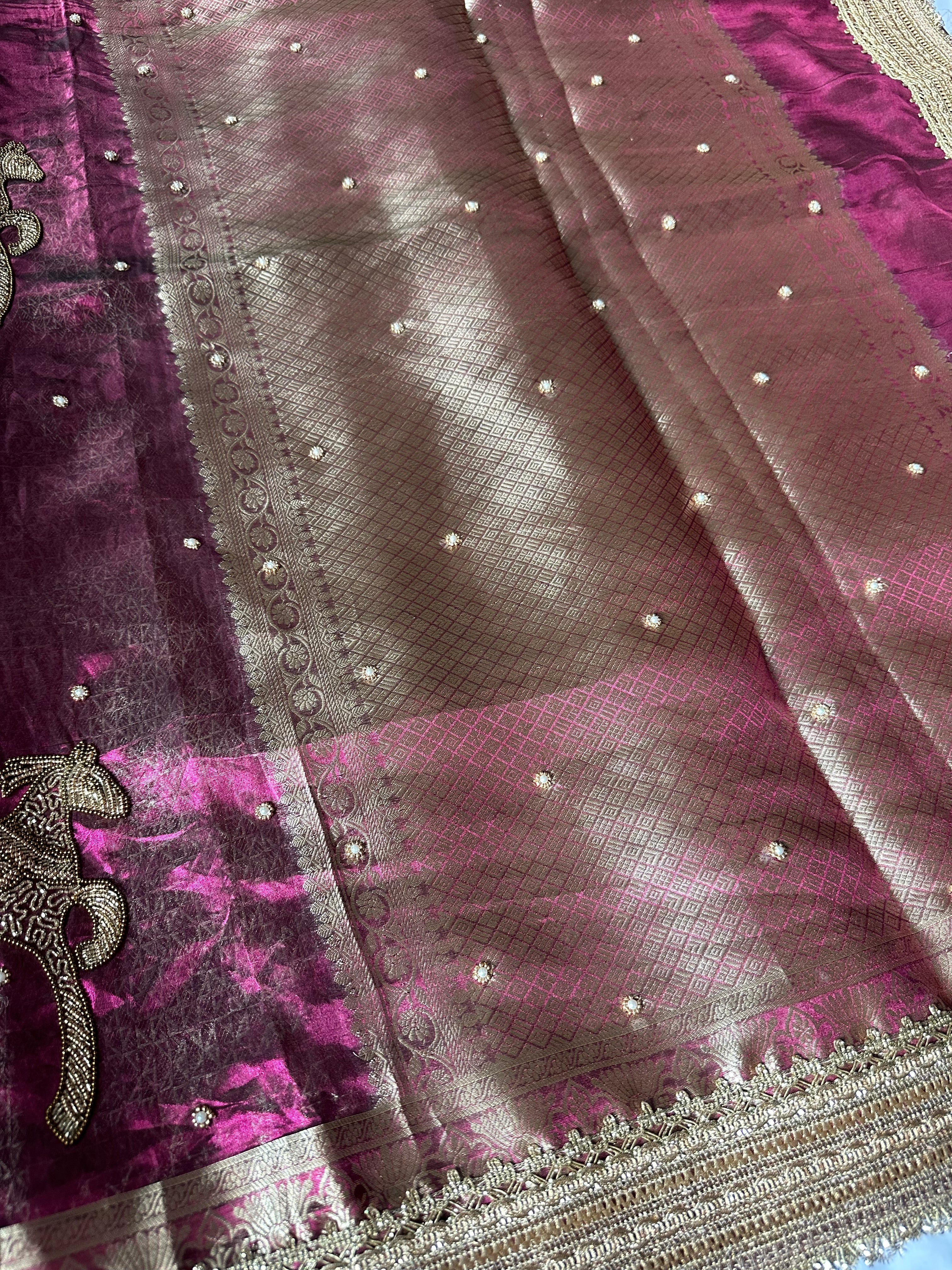 Chetak - Pure Tissue Silk Saree With Hand Embroidery