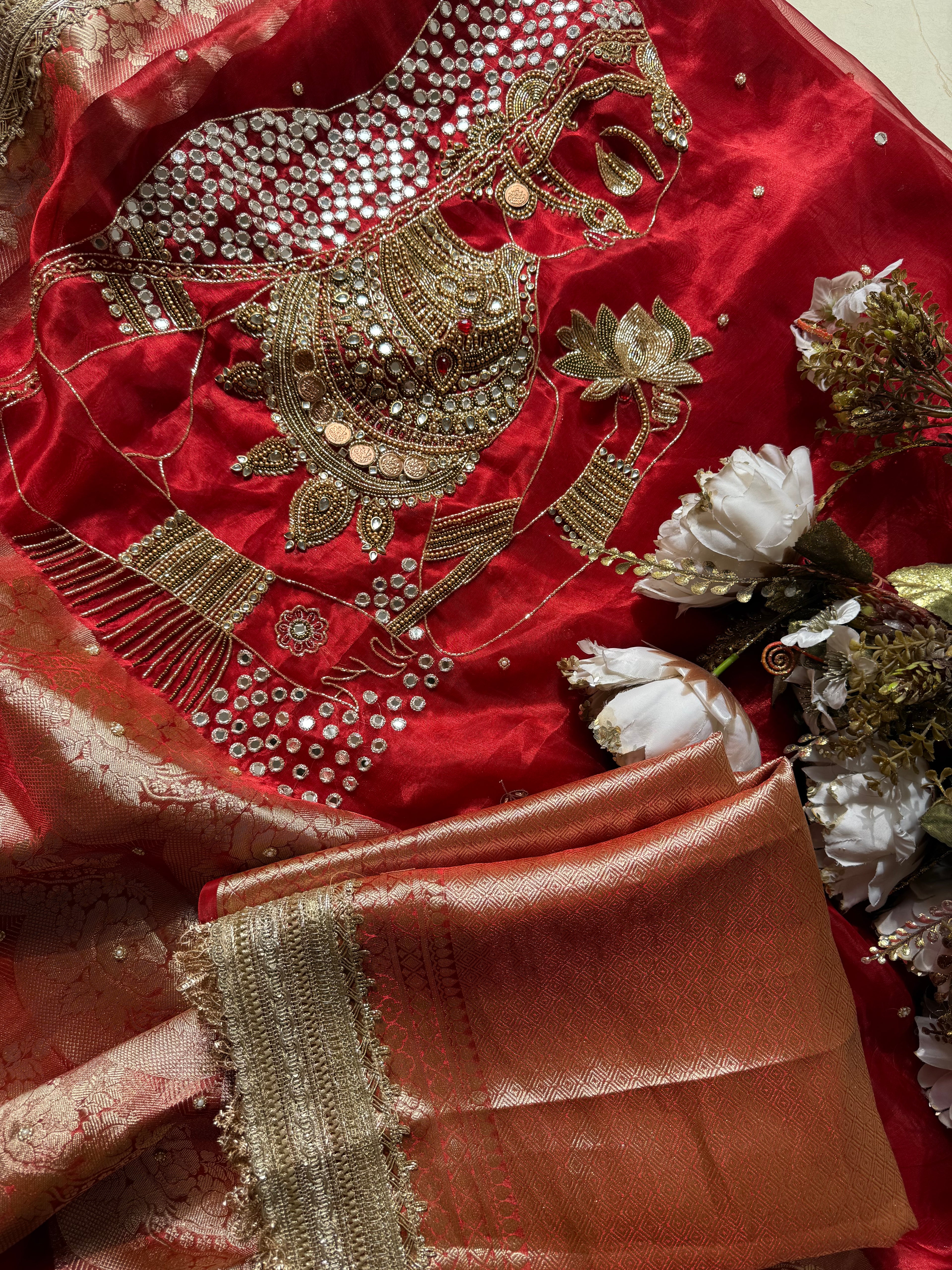 Laal Gulaal - Pure Tissue Silk Saree With Hand Embroidery