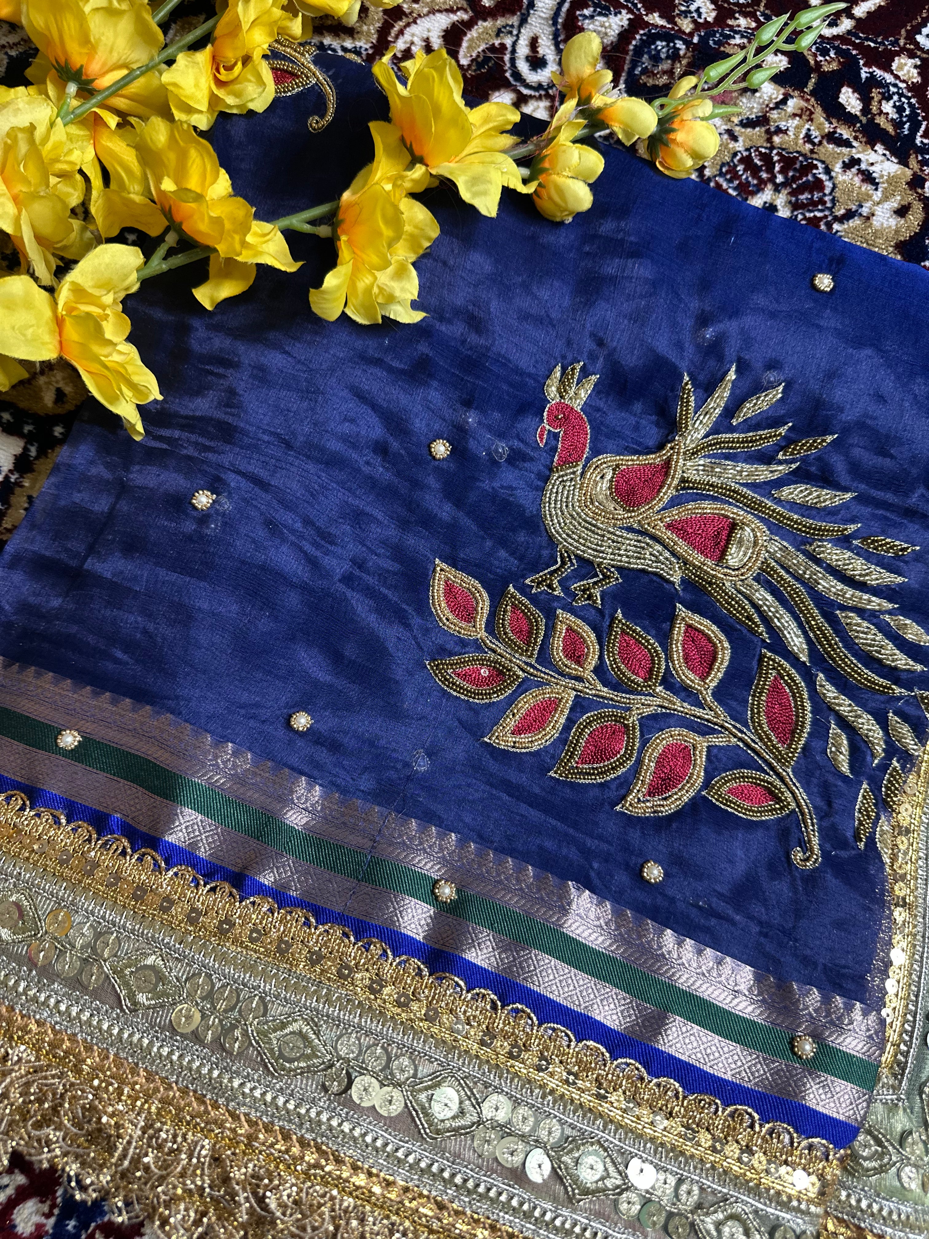 Pure Tissue Silk Saree With Hand Embroidery