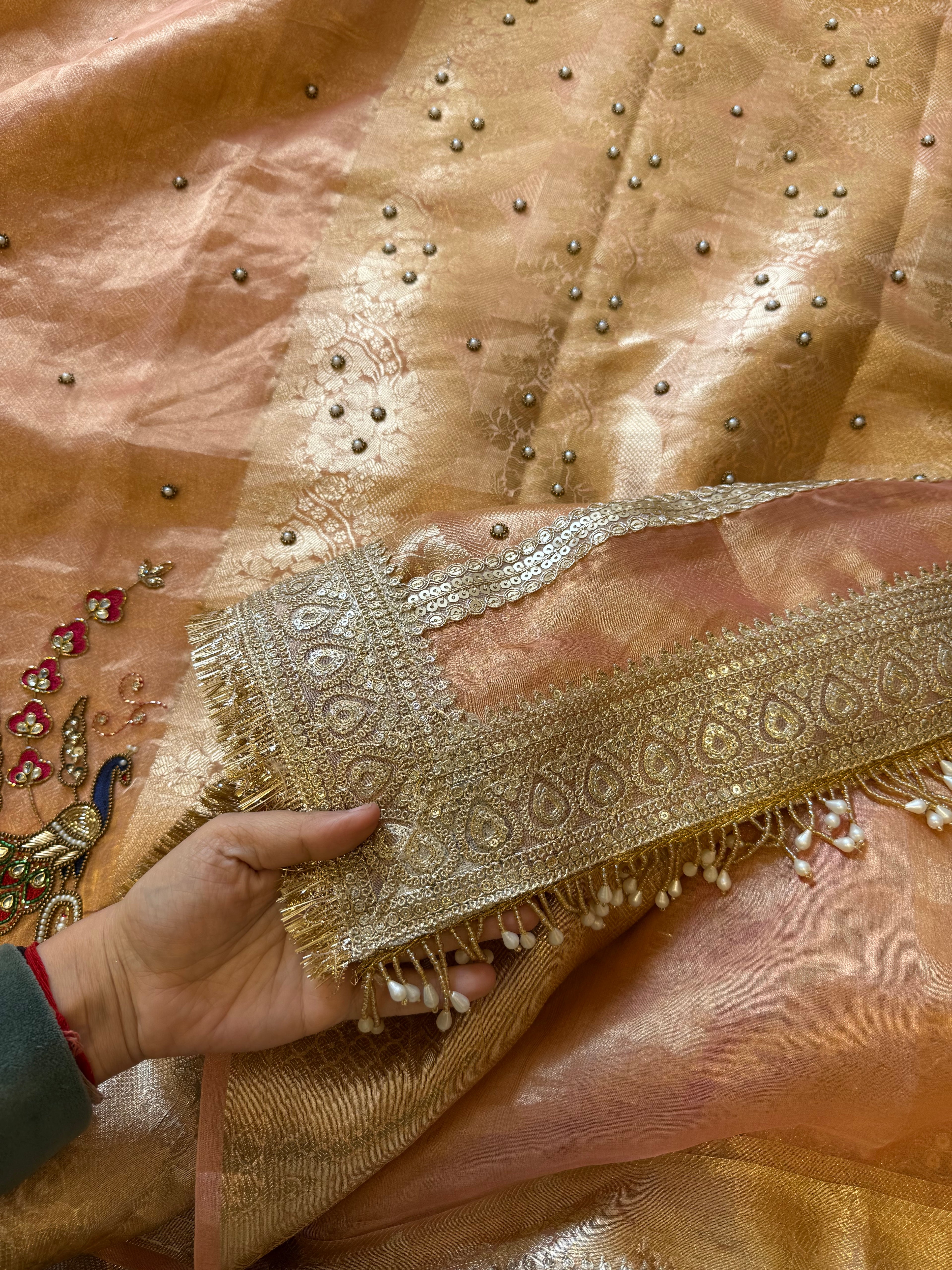 Patiala Noor - Pure Tissue Silk Saree With Hand Embroidery