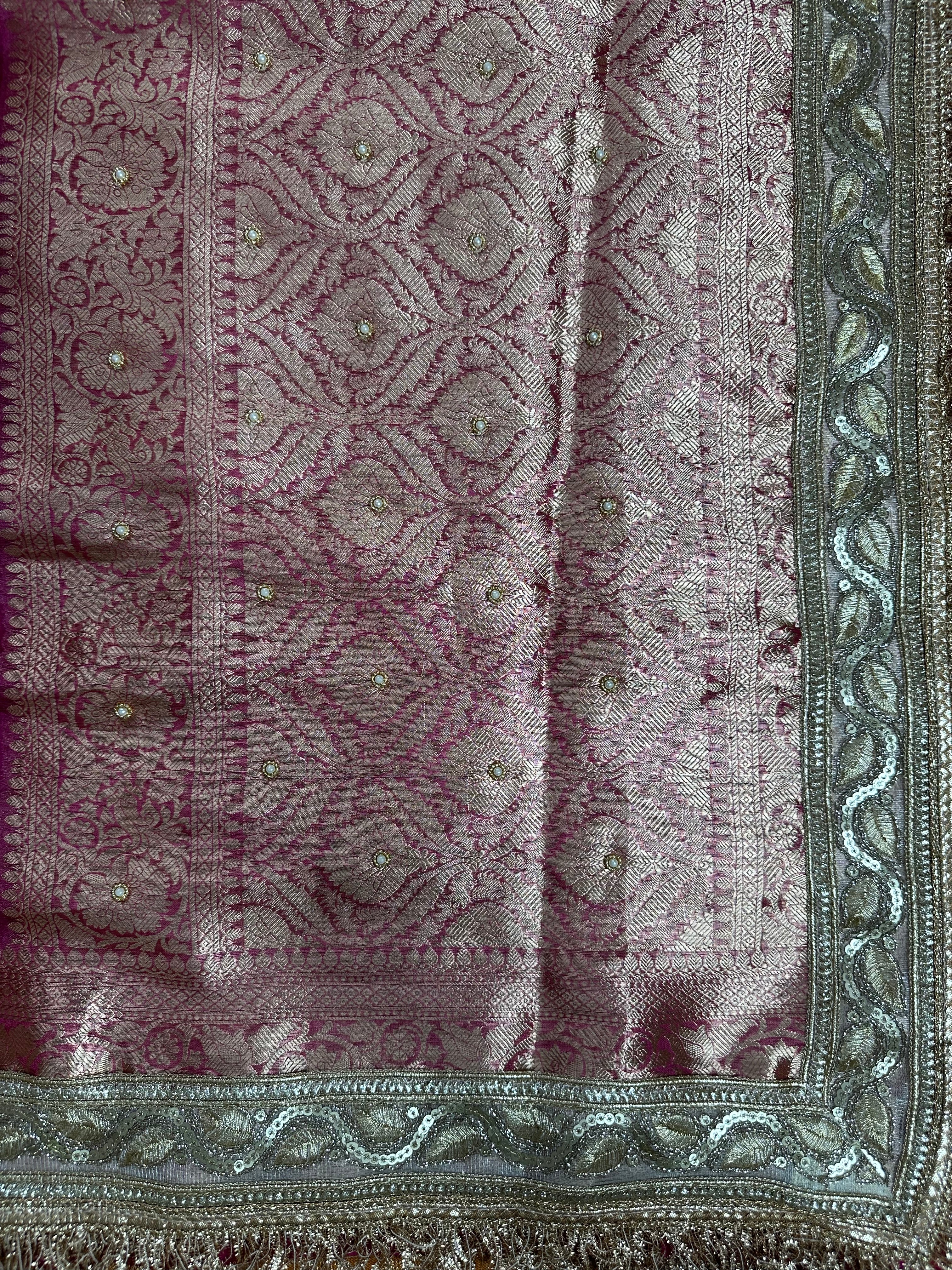 Pure Tissue Silk Saree With Hand Embroidery