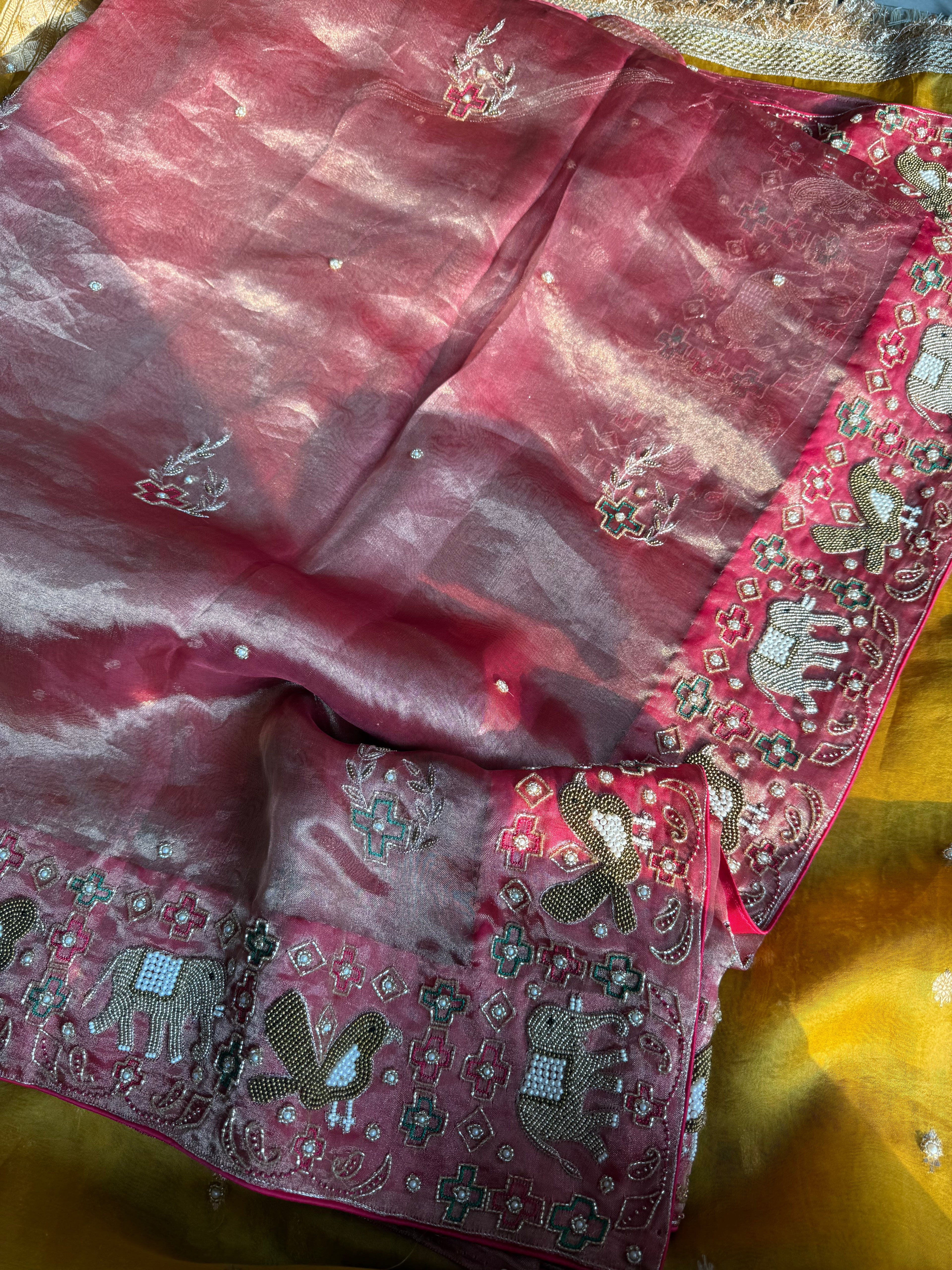 Haseena Waali Saree - Pure Tissue Silk Saree With Hand Embroidery