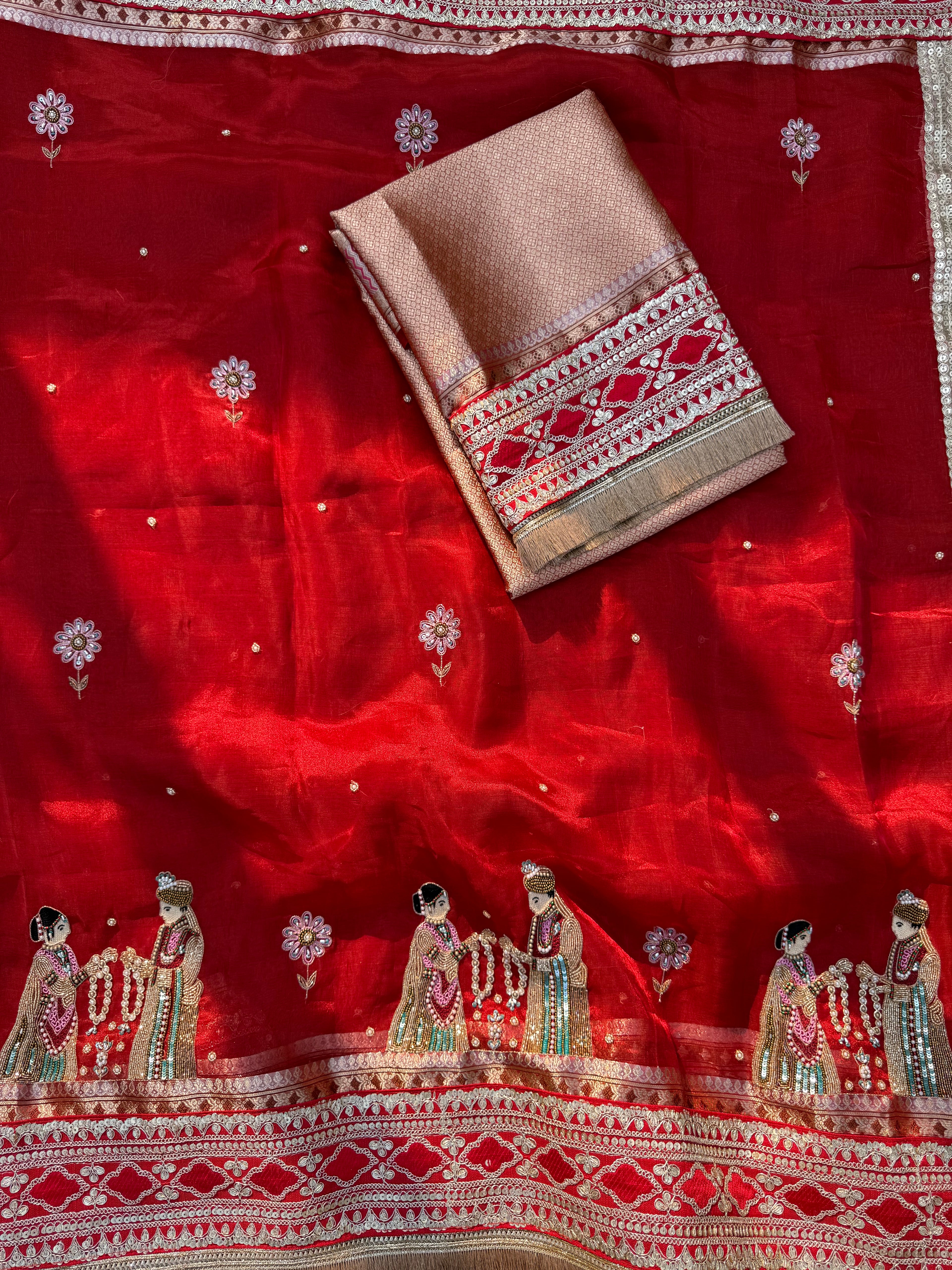 The Varmala Edit - Pure Tissue Silk Saree With Hand Embroidery