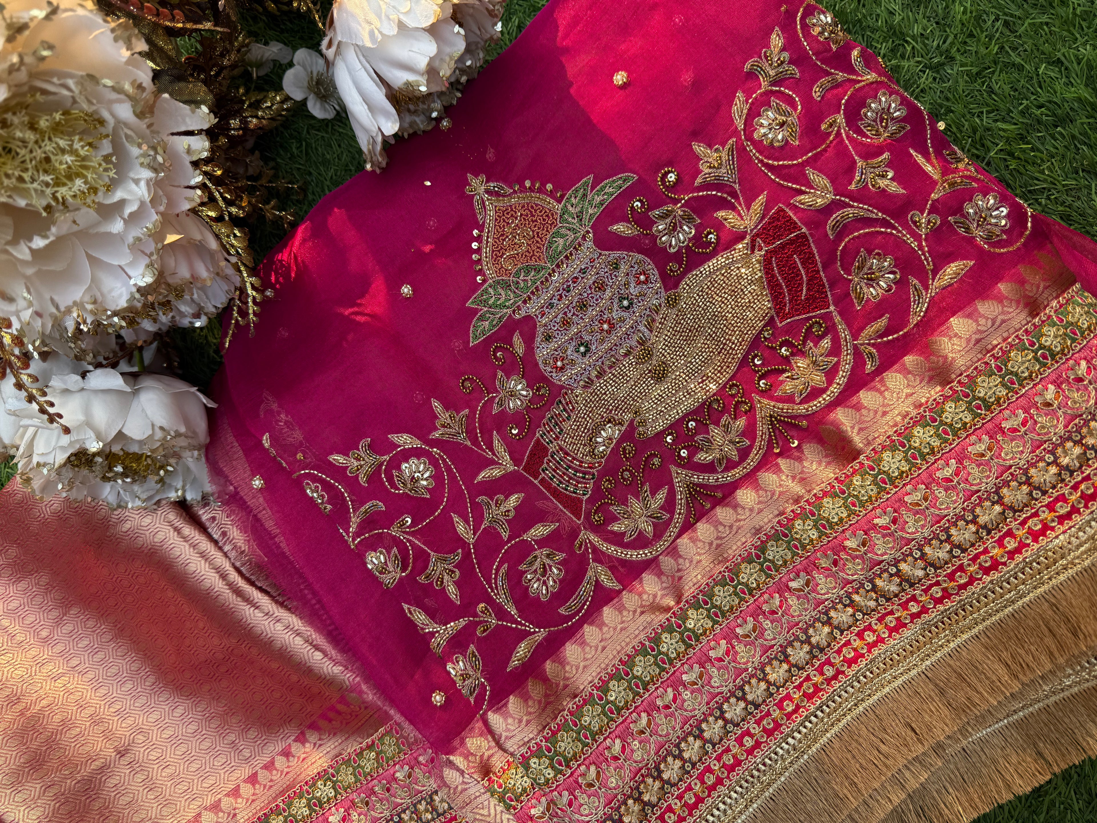 Kalash - Pure Tissue Silk Saree With Hand Embroidery